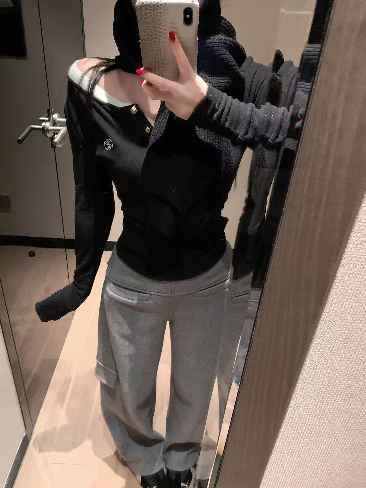 CEL1NEメタルボタン ロングスリーブTシャツ【50％割引+送料無料】