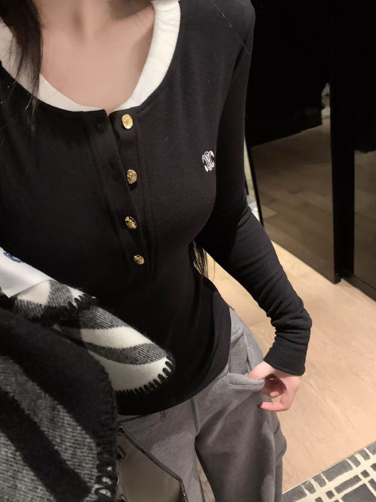 CEL1NEメタルボタン ロングスリーブTシャツ【50％割引+送料無料】