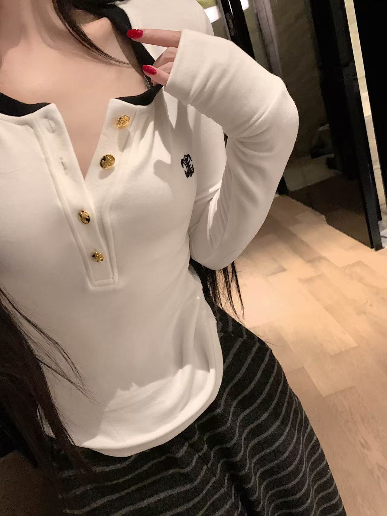 CEL1NEメタルボタン ロングスリーブTシャツ【50％割引+送料無料】