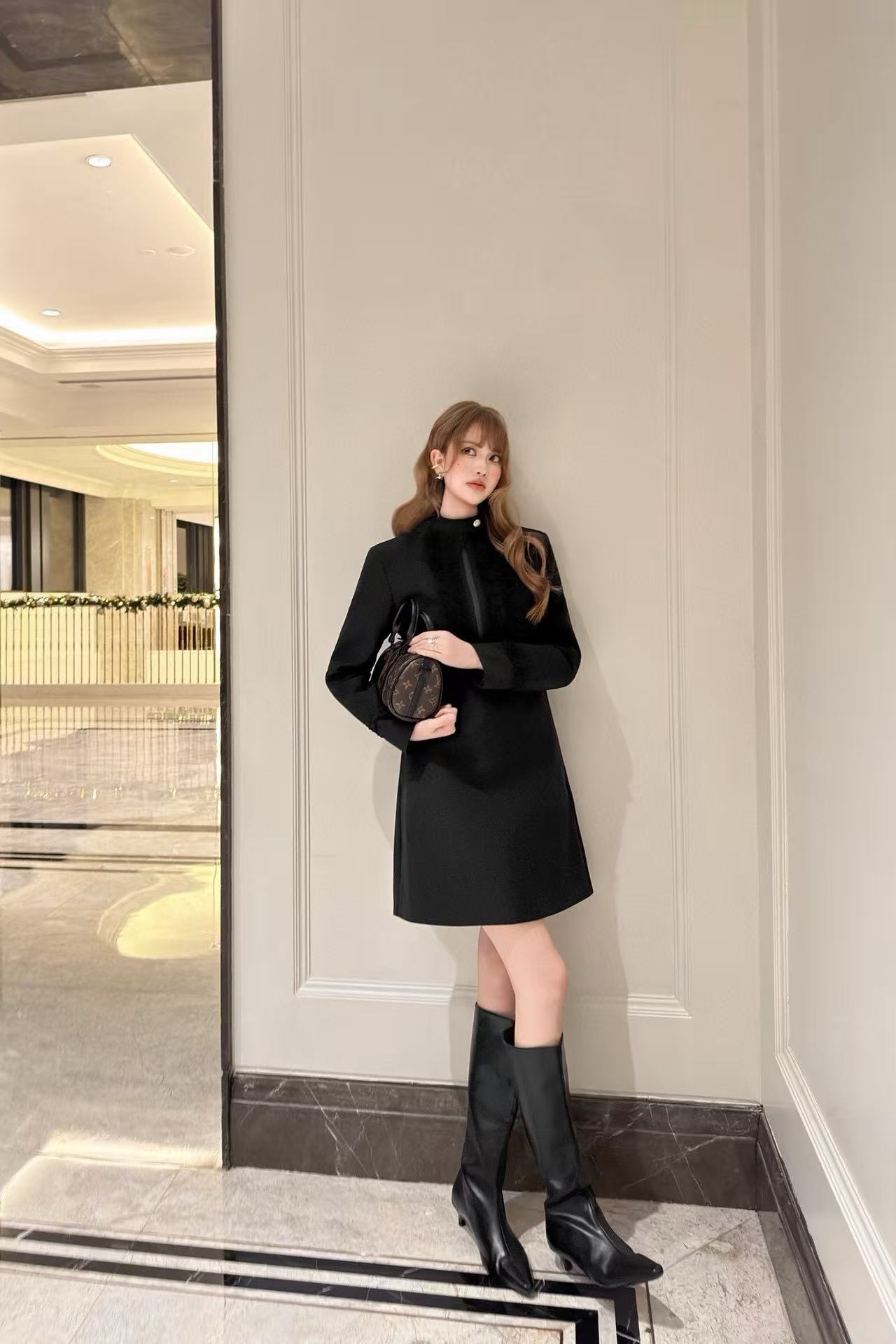 LVジッパー ロングスリーブ ドレス【50％割引+送料無料】