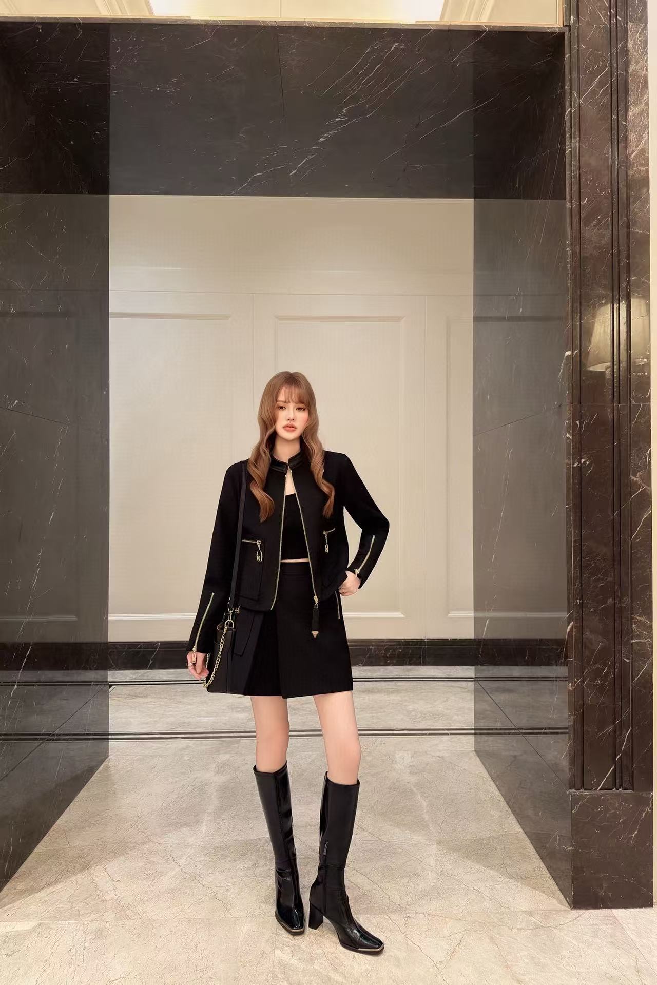 LV ジップアップジャケット + スカート ツーピースセット【50％割引+送料無料】