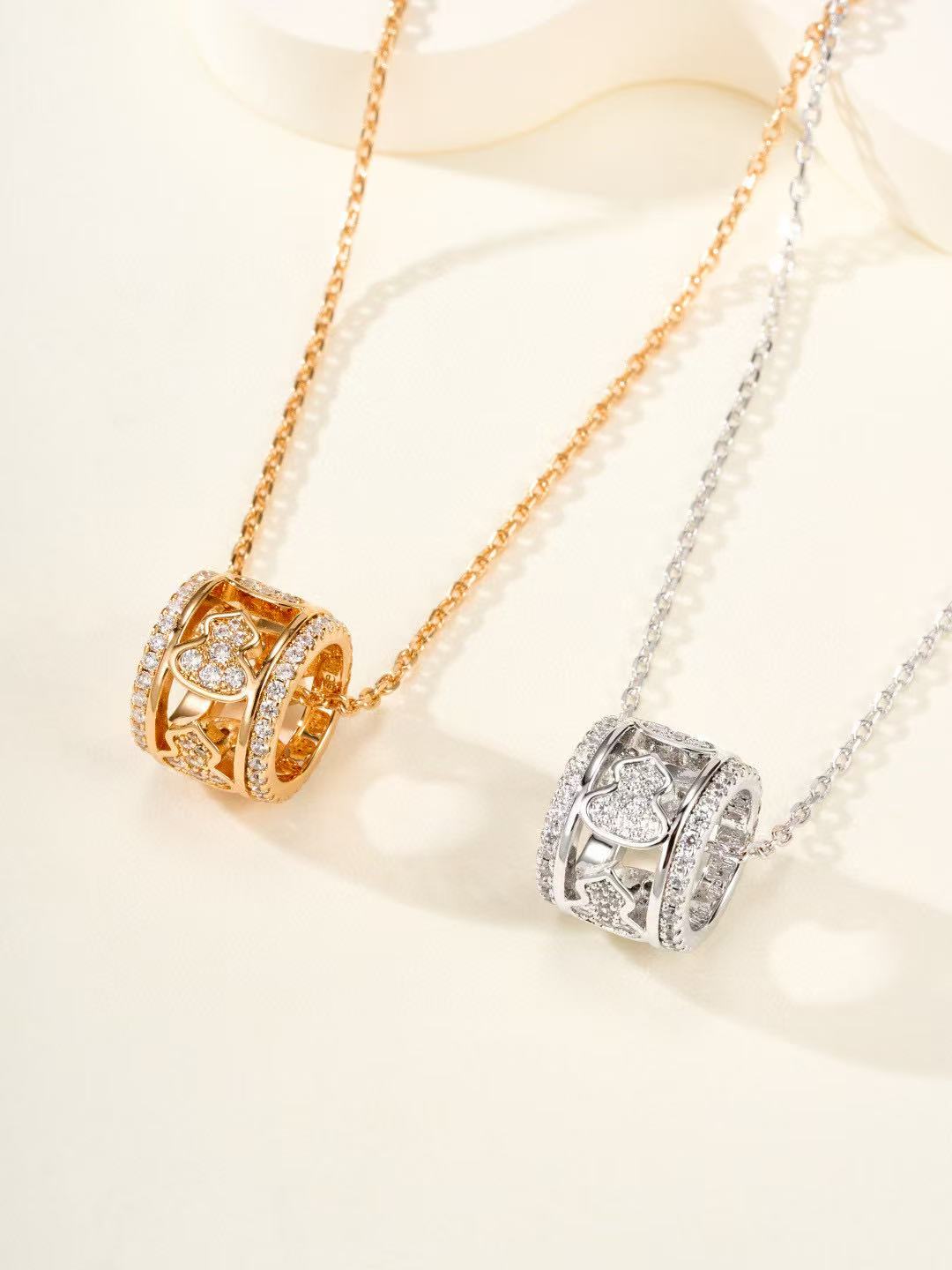 Qeel1n 3Dダイヤモンドスタッズひょうたんネックレス【50％割引+送料無料】