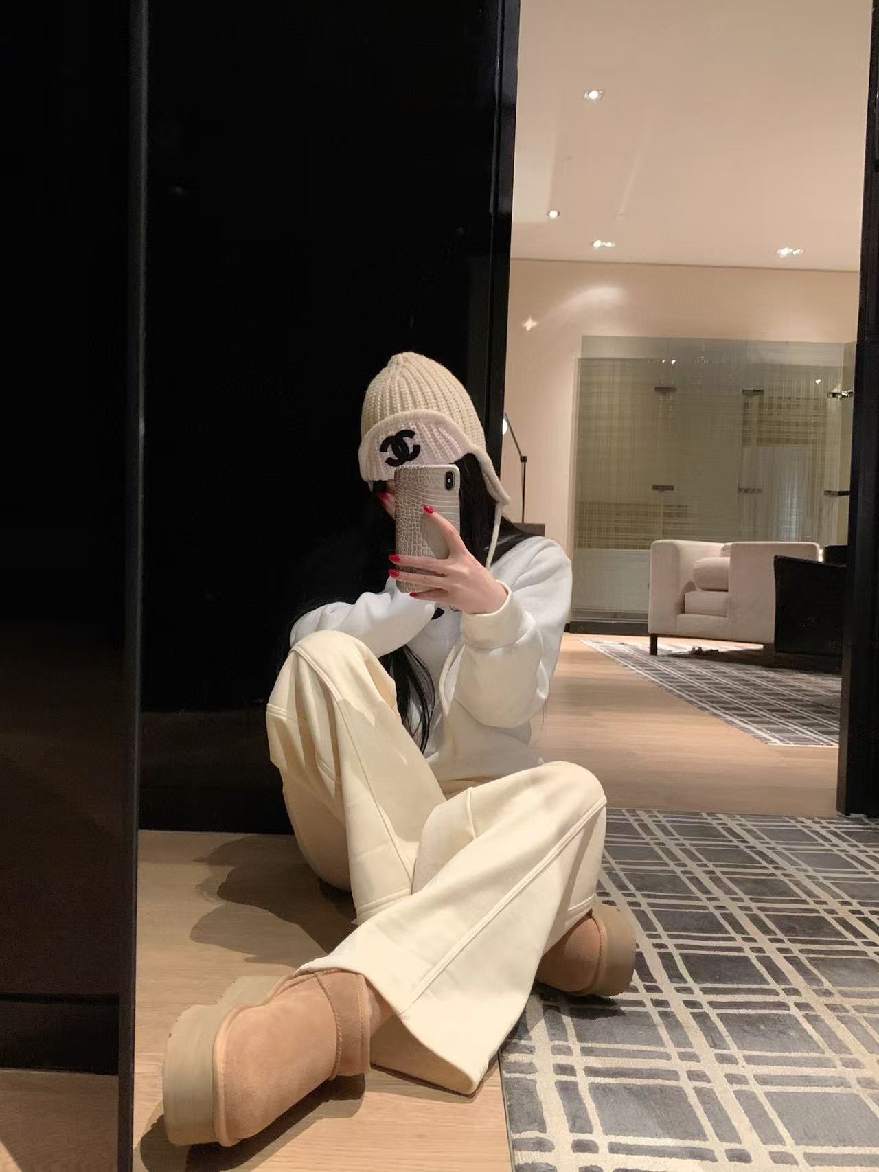 CHANE1 ダブルCウールハット+トップス2点セット【50％割引+送料無料】