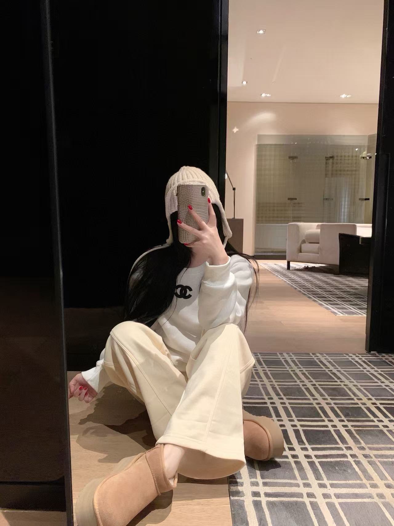 CHANE1 ダブルCウールハット+トップス2点セット【50％割引+送料無料】