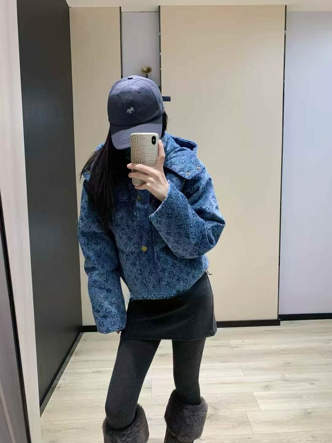 LVプリント フード付きデニムジャケット【50％割引+送料無料】