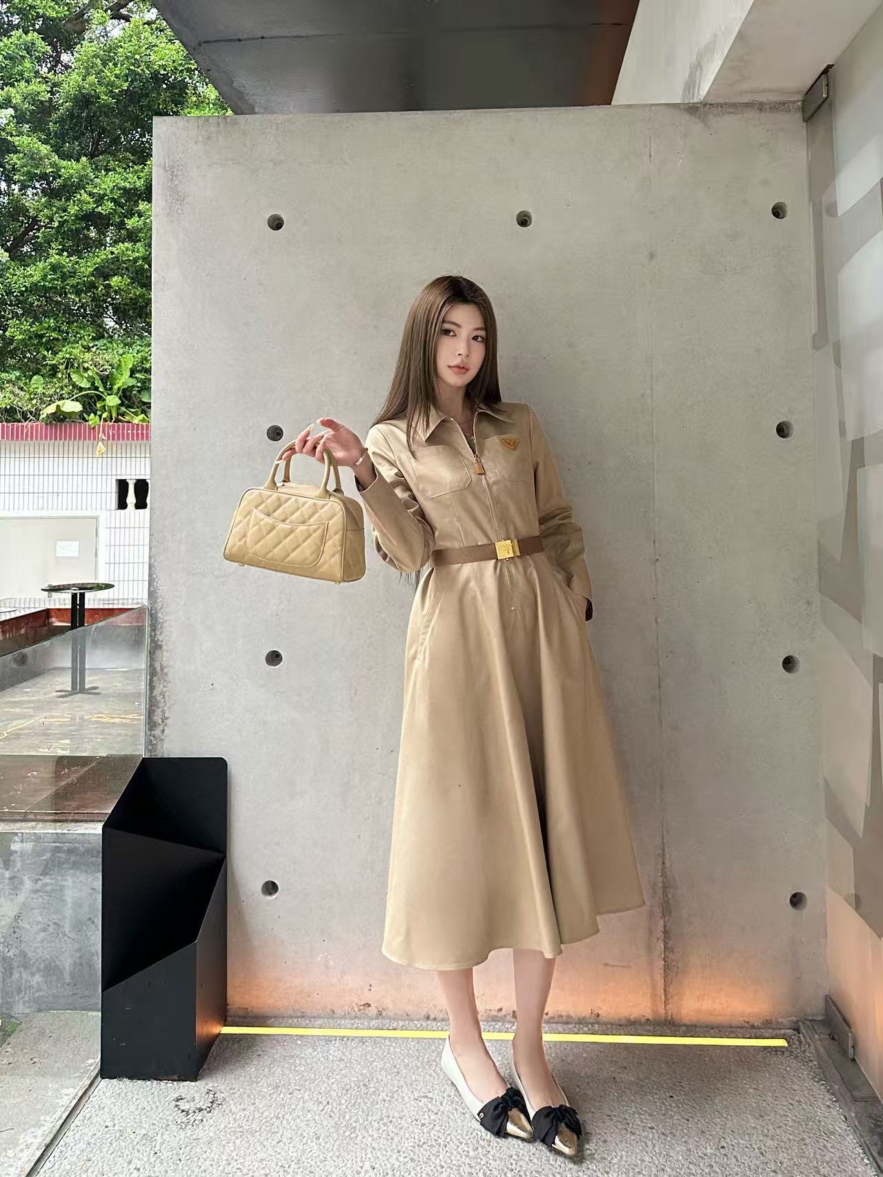 PR4DA トライアングルロゴベルト ロングスリーブドレス【50％割引+送料無料】