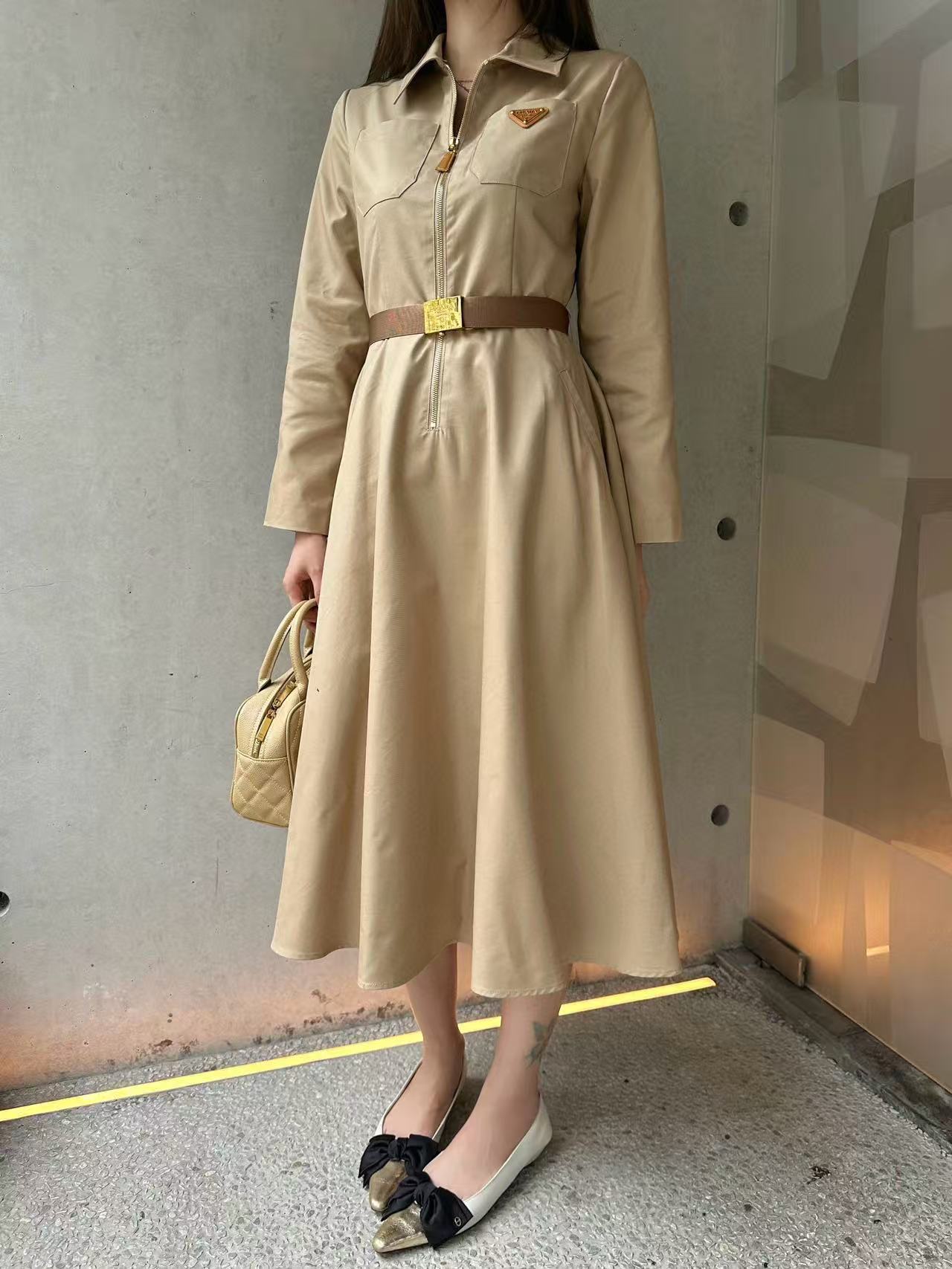 PR4DA トライアングルロゴベルト ロングスリーブドレス【50％割引+送料無料】