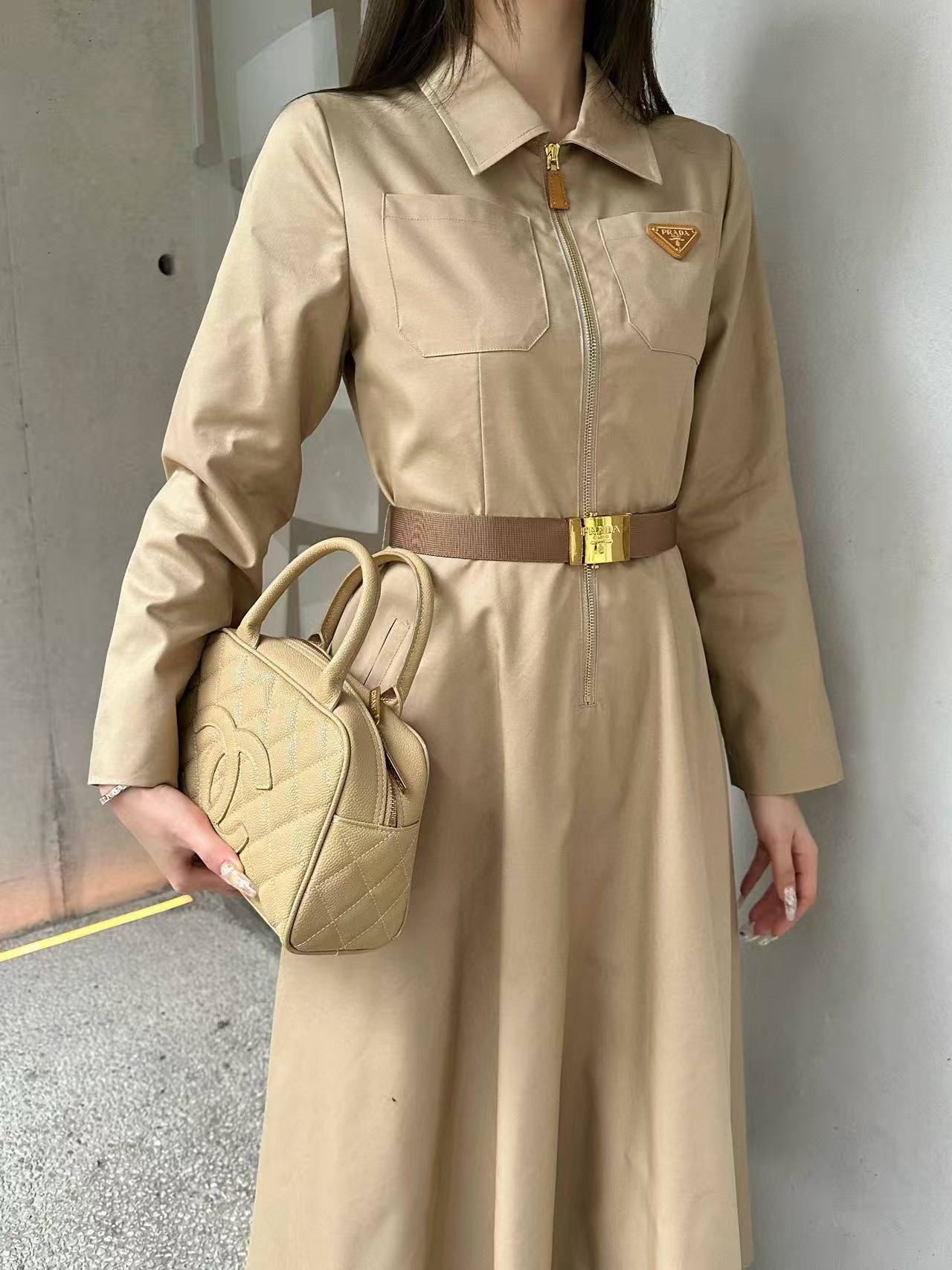 PR4DA トライアングルロゴベルト ロングスリーブドレス【50％割引+送料無料】