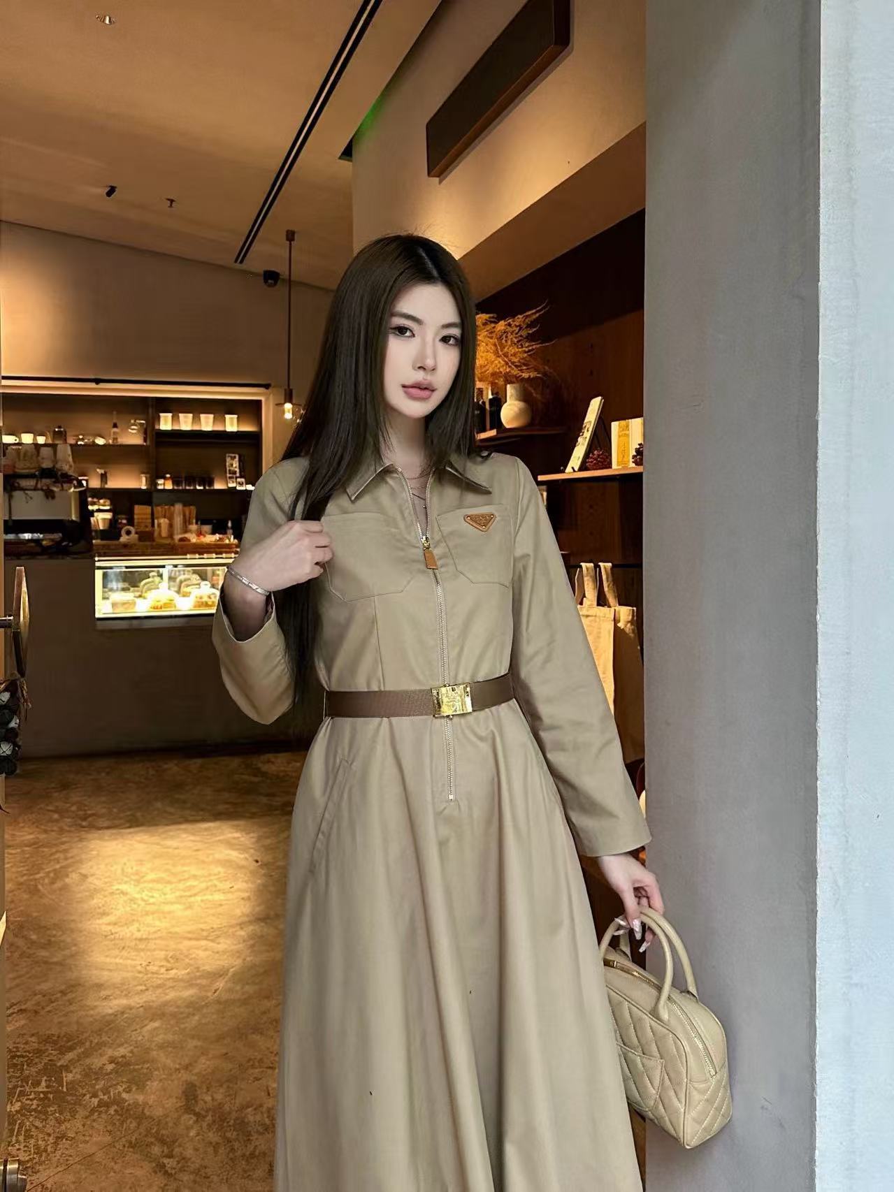 PR4DA トライアングルロゴベルト ロングスリーブドレス【50％割引+送料無料】