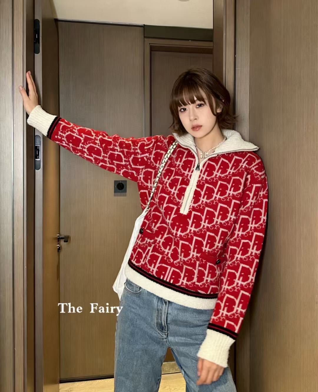 DIOR ジャカード レター ハーフジップ セーター【50％割引+送料無料】