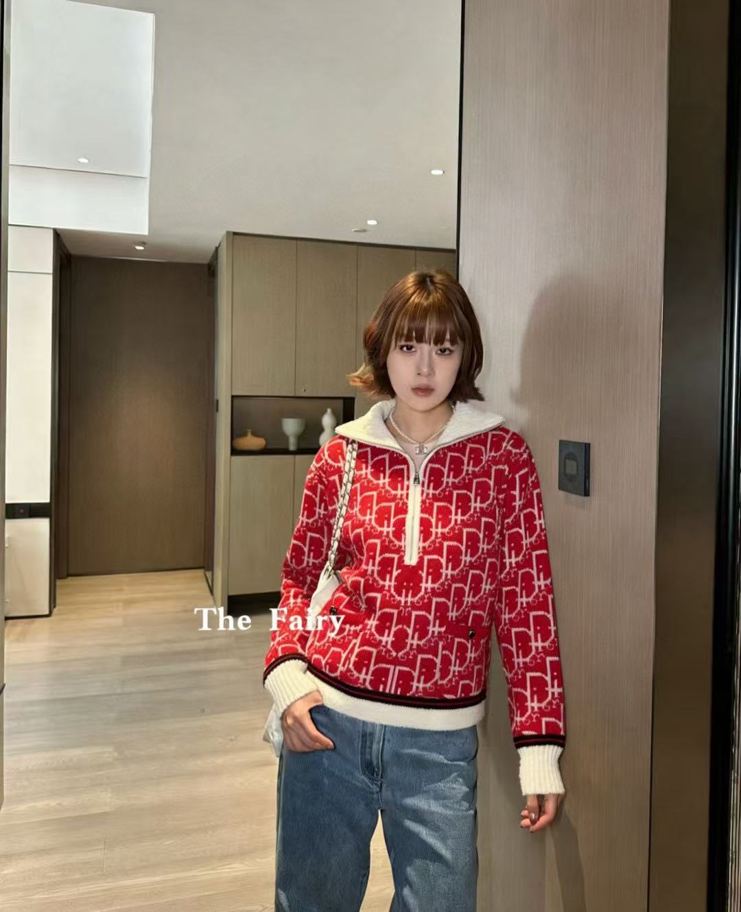 DIOR ジャカード レター ハーフジップ セーター【50％割引+送料無料】