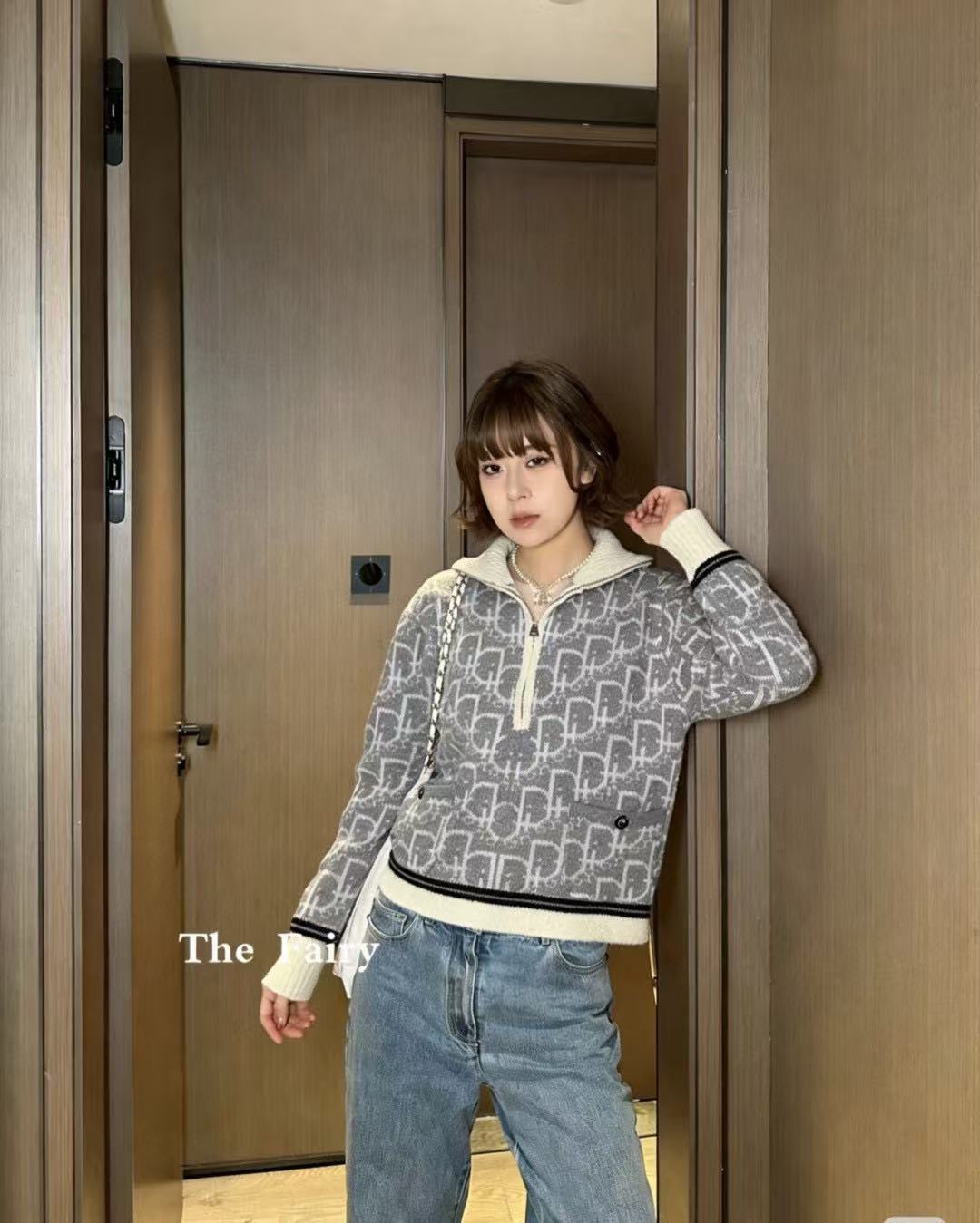 DIOR ジャカード レター ハーフジップ セーター【50％割引+送料無料】