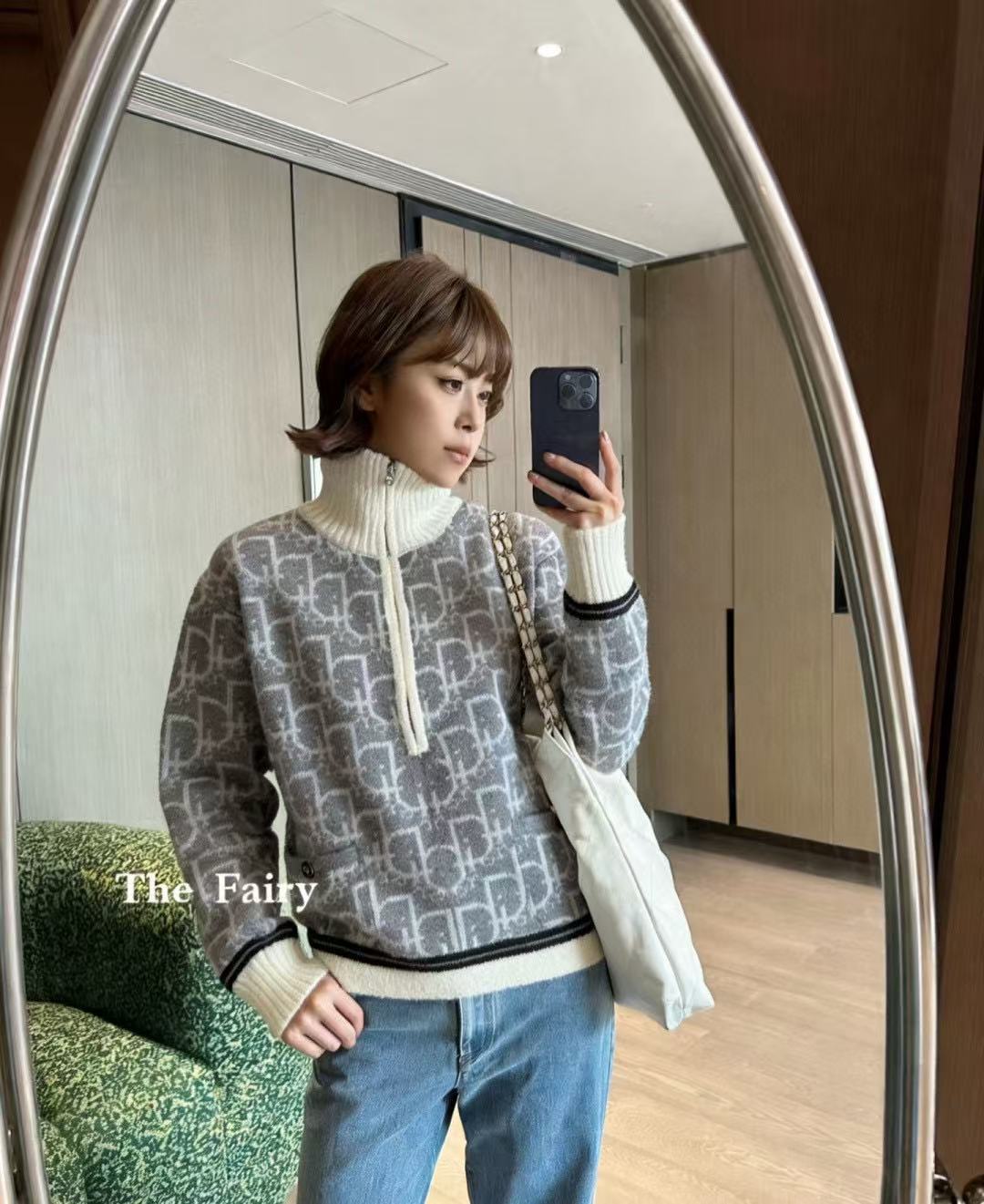 DIOR ジャカード レター ハーフジップ セーター【50％割引+送料無料】