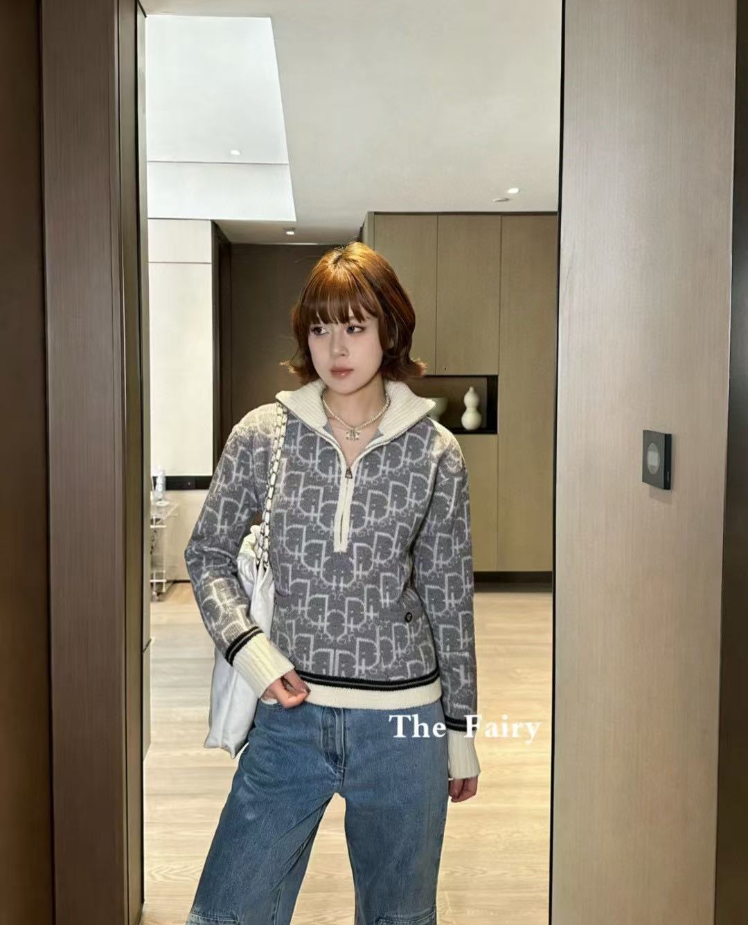 DIOR ジャカード レター ハーフジップ セーター【50％割引+送料無料】