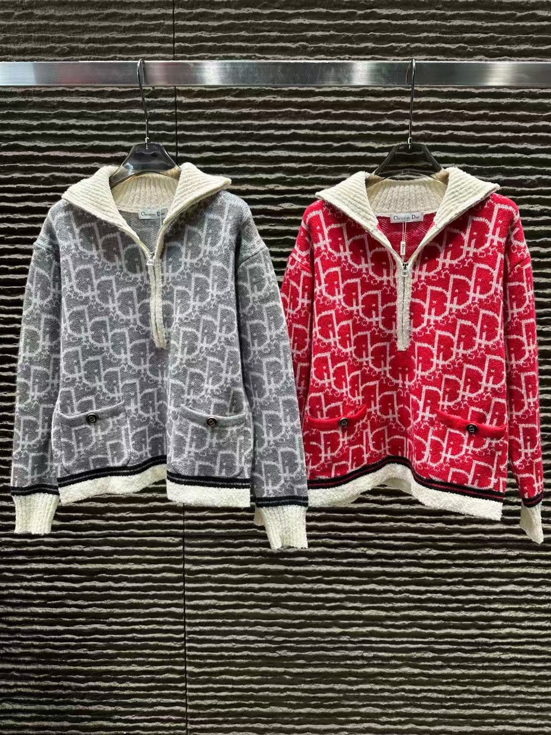 DIOR ジャカード レター ハーフジップ セーター【50％割引+送料無料】