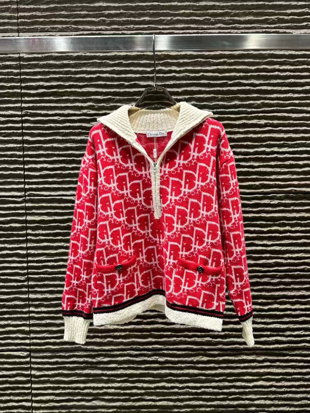 DIOR ジャカード レター ハーフジップ セーター【50％割引+送料無料】