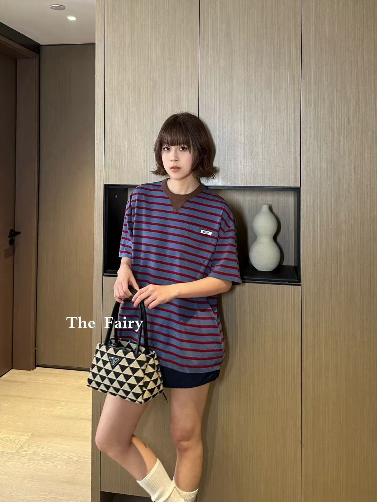 M1UM1U ストライプTシャツ【50％割引+送料無料】