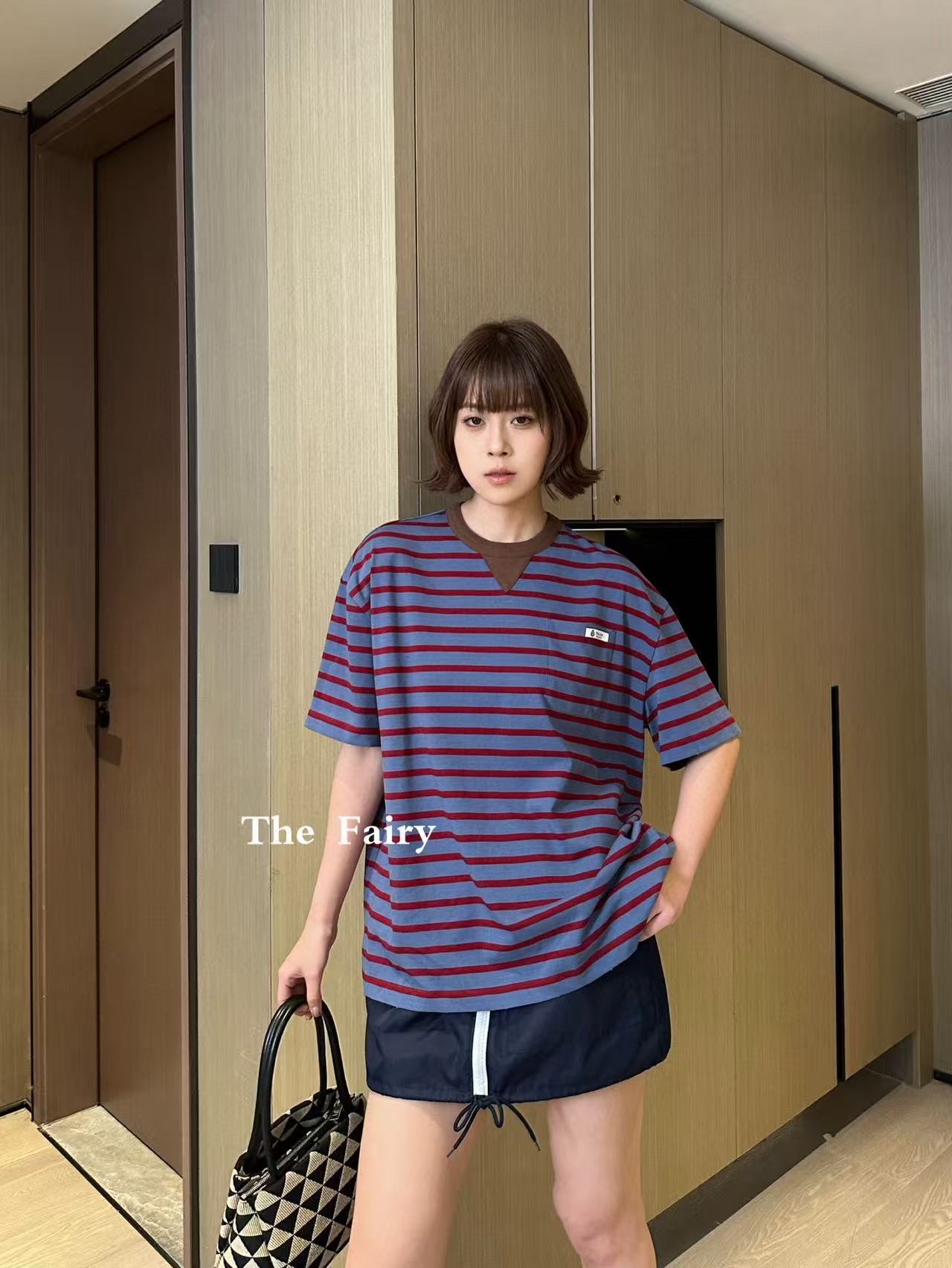 M1UM1U ストライプTシャツ【50％割引+送料無料】