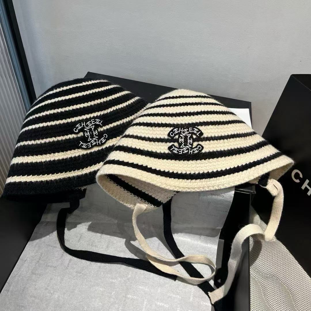 CHANE1 ダブルC ストライプ フィッシャーマンハット【50％割引+送料無料】