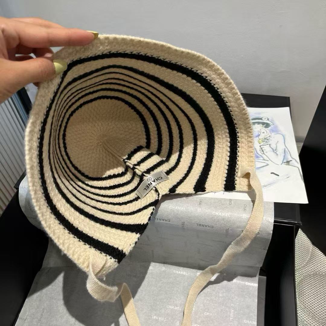 CHANE1 ダブルC ストライプ フィッシャーマンハット【50％割引+送料無料】