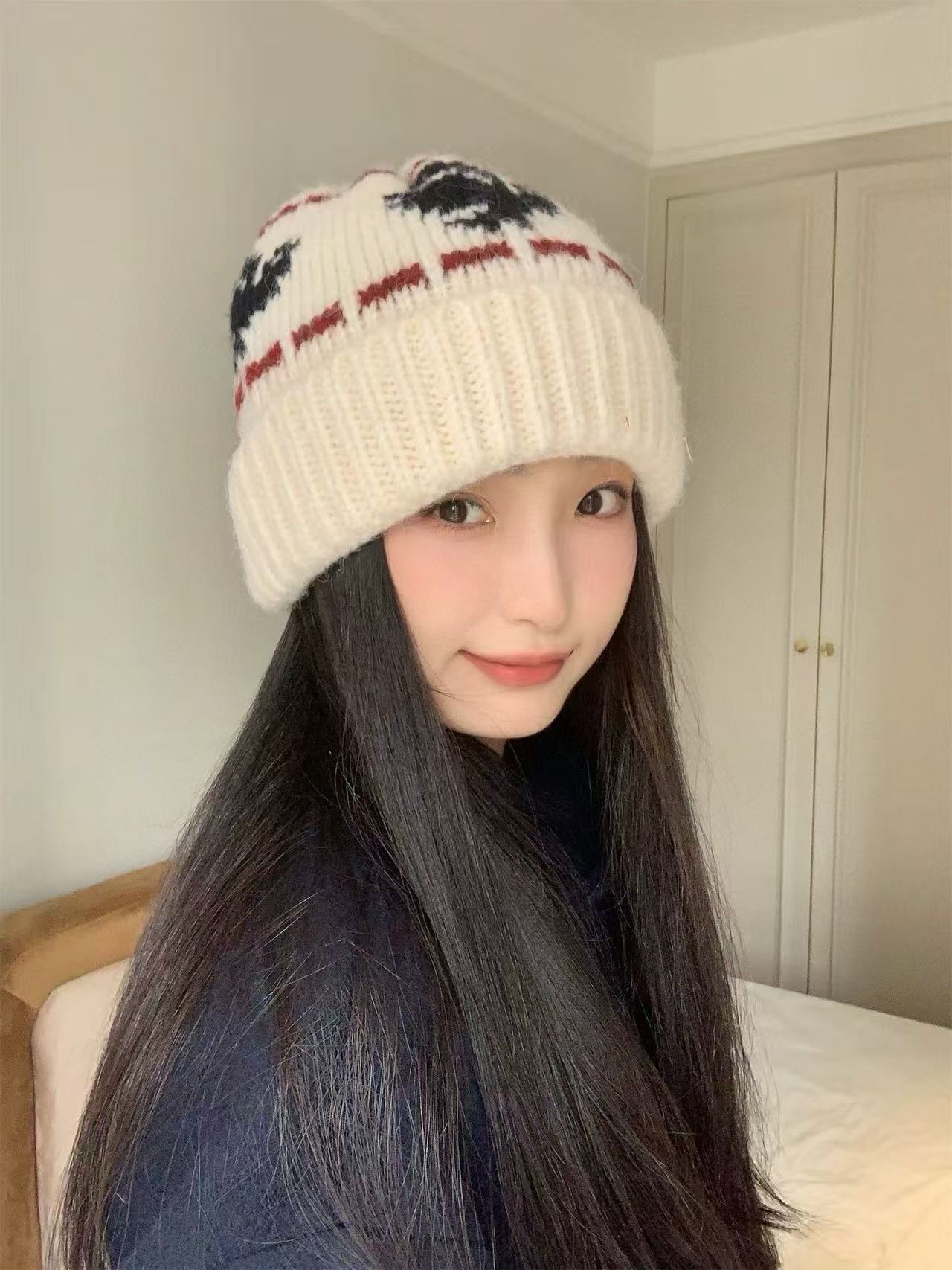 MONCLERプリントニット帽【50％割引+送料無料】