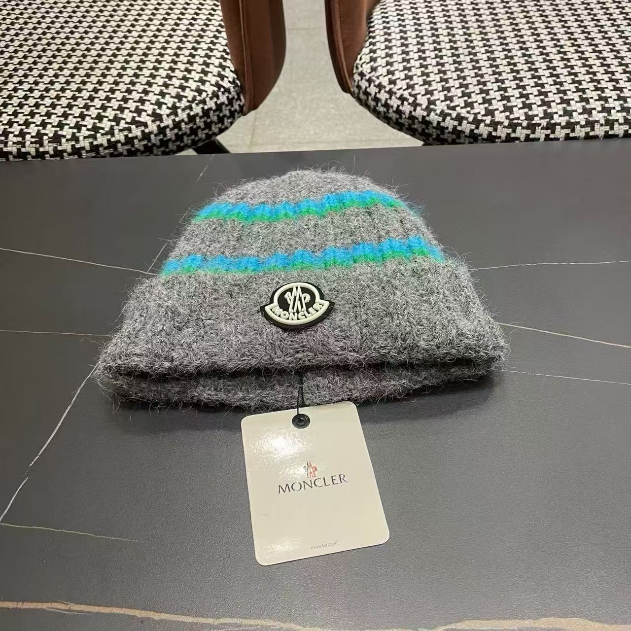 MONCLERストライプのカラーブロックウールハット【50％割引+送料無料】