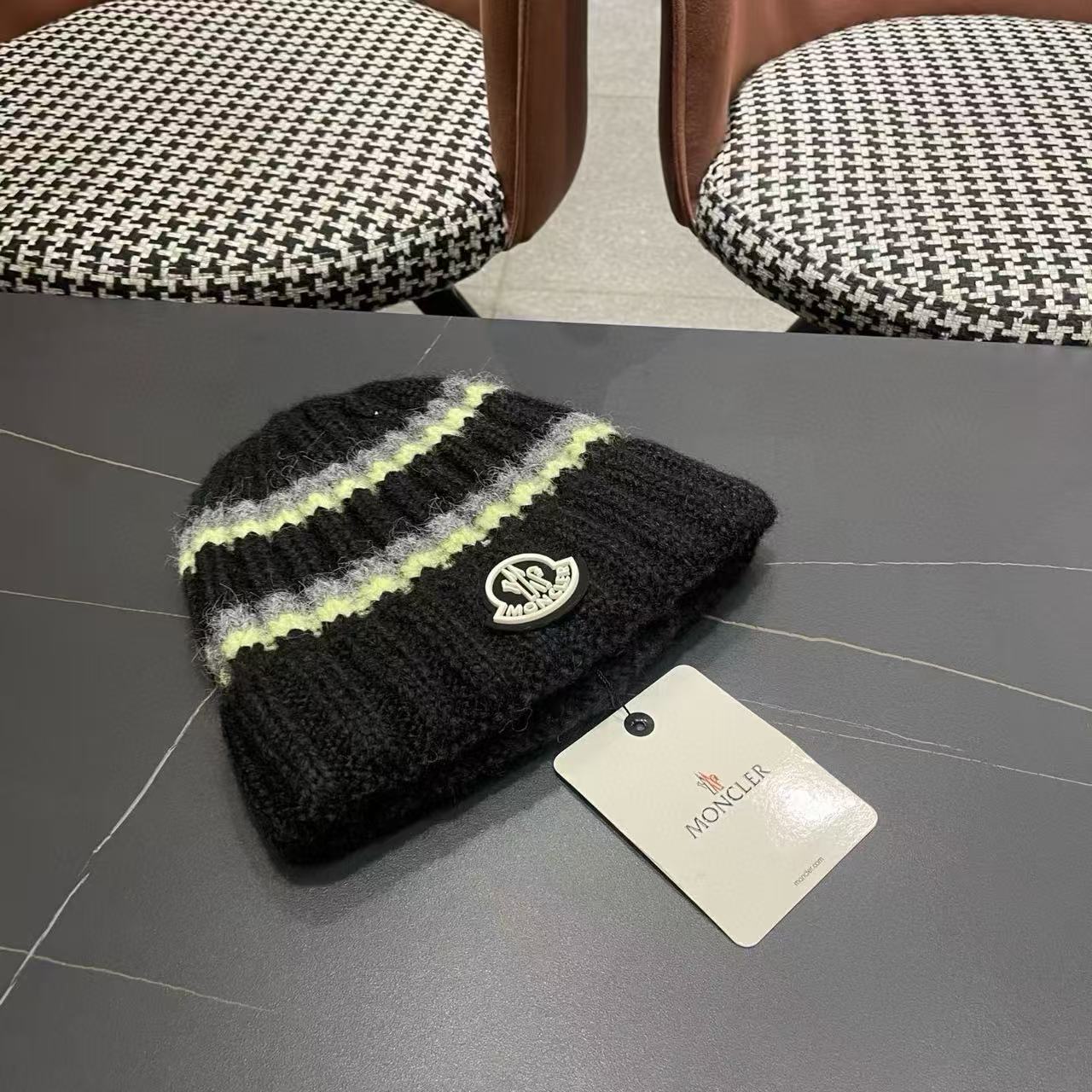 MONCLERストライプのカラーブロックウールハット【50％割引+送料無料】