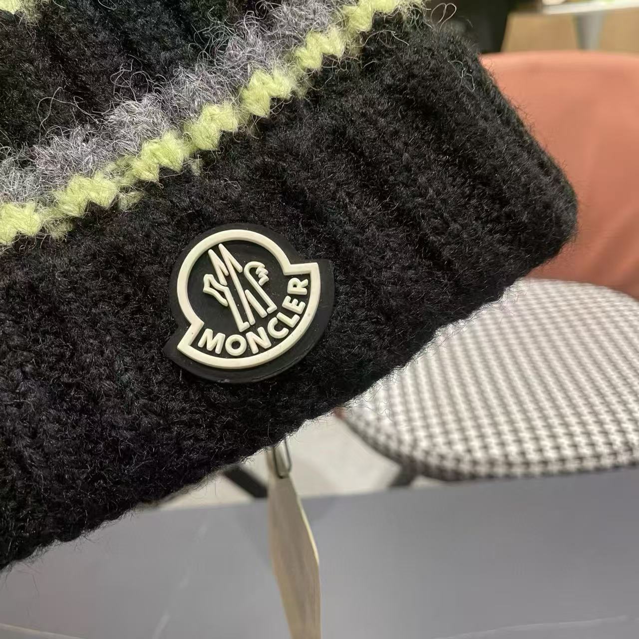 MONCLERストライプのカラーブロックウールハット【50％割引+送料無料】