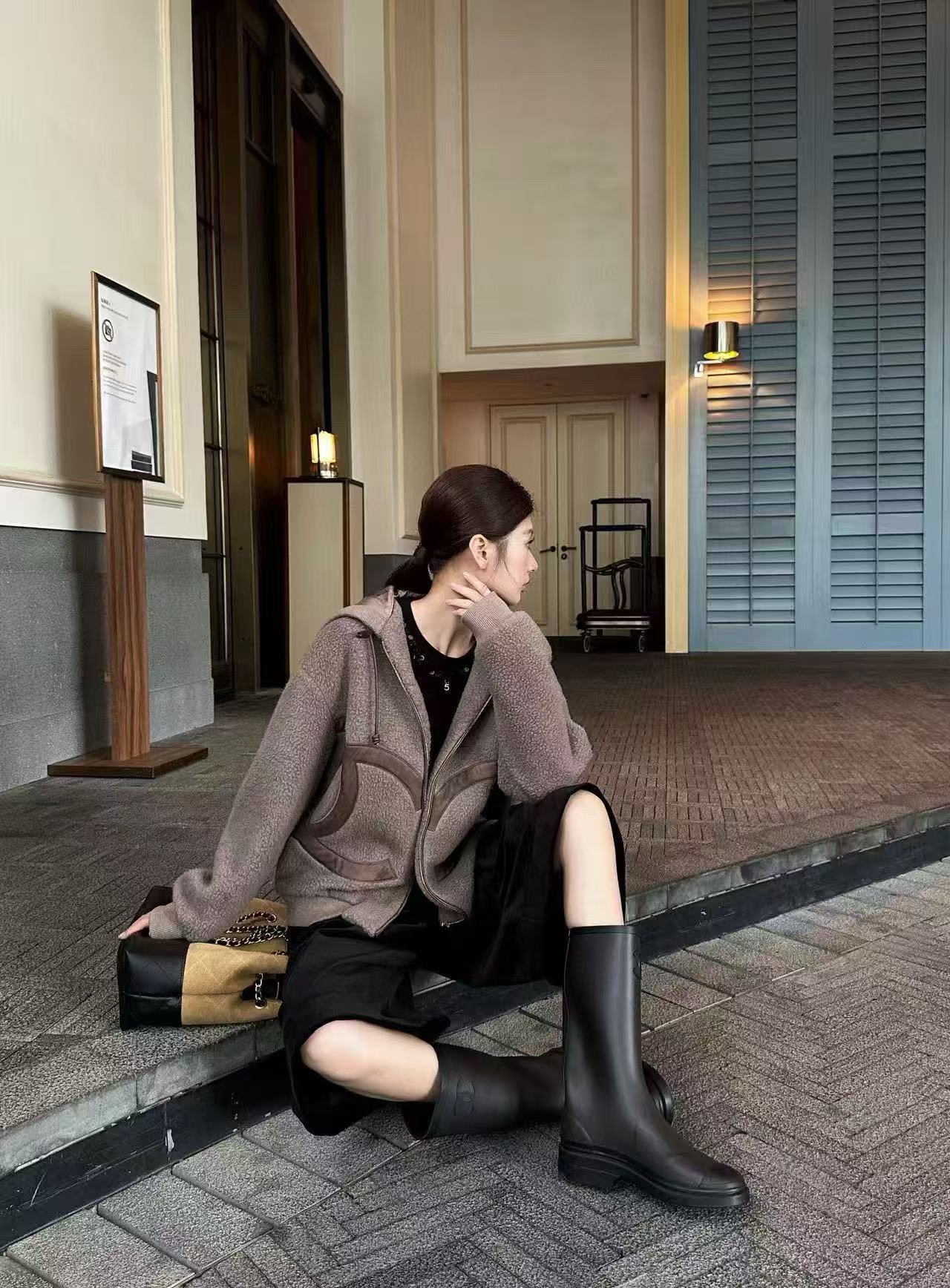 CHANE1 ダブルC ウール フードジャケット【50％割引+送料無料】