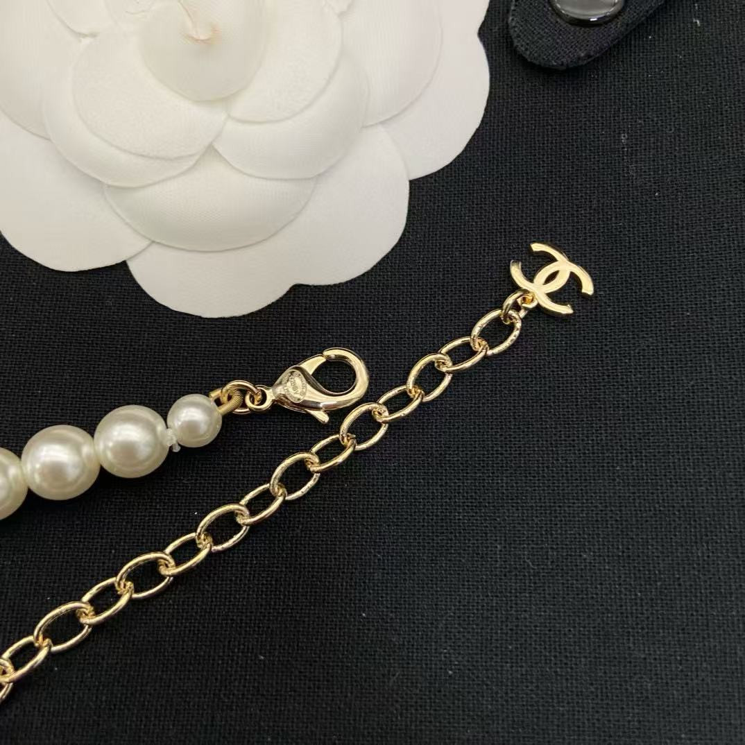 CHANE1 ダブルC パール＆ダイヤモンドネックレス【50％割引+送料無料】