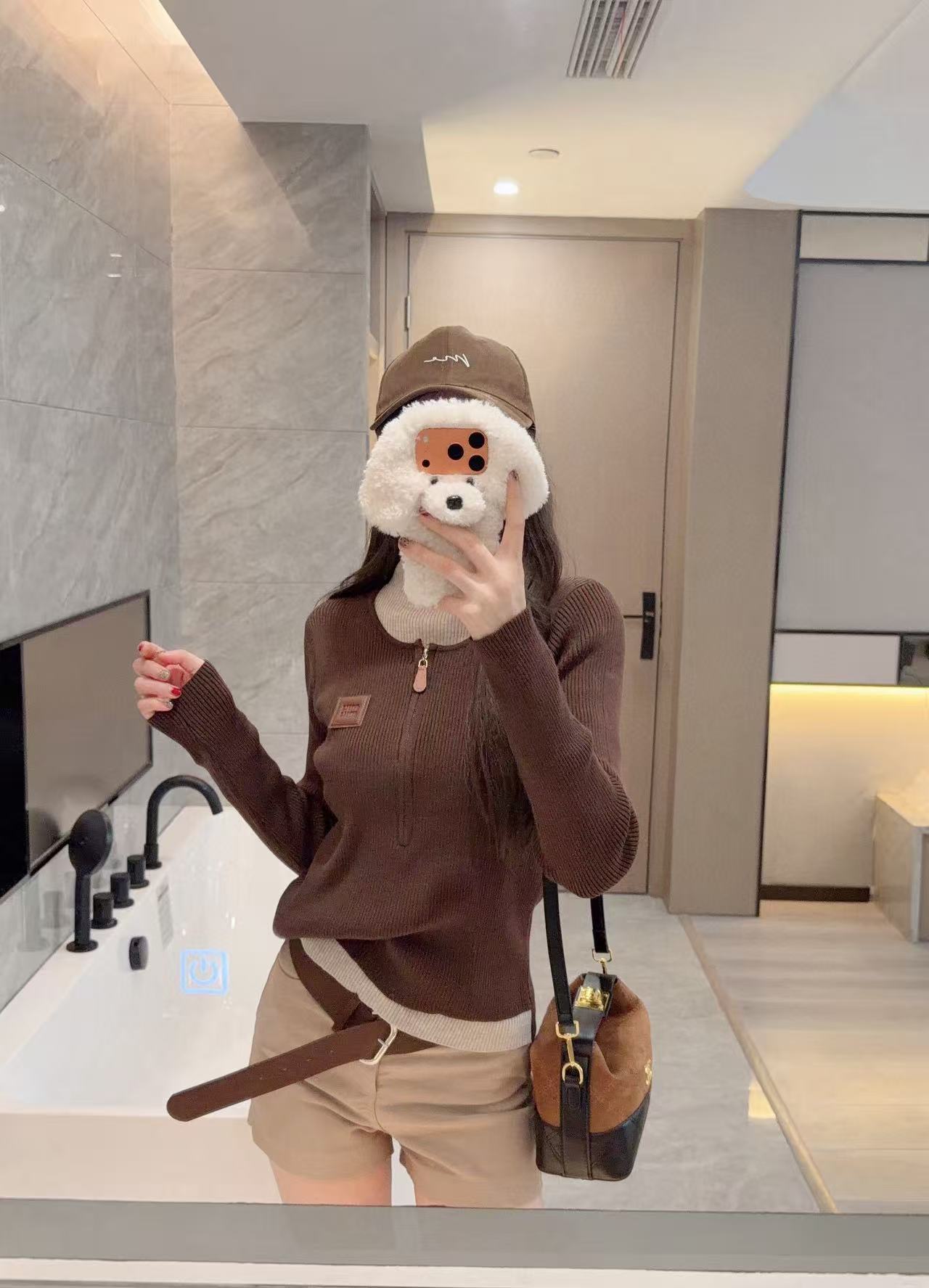 L0WEW ジッパー付きハイネックカラーブロックウールセーター【50％割引+送料無料】