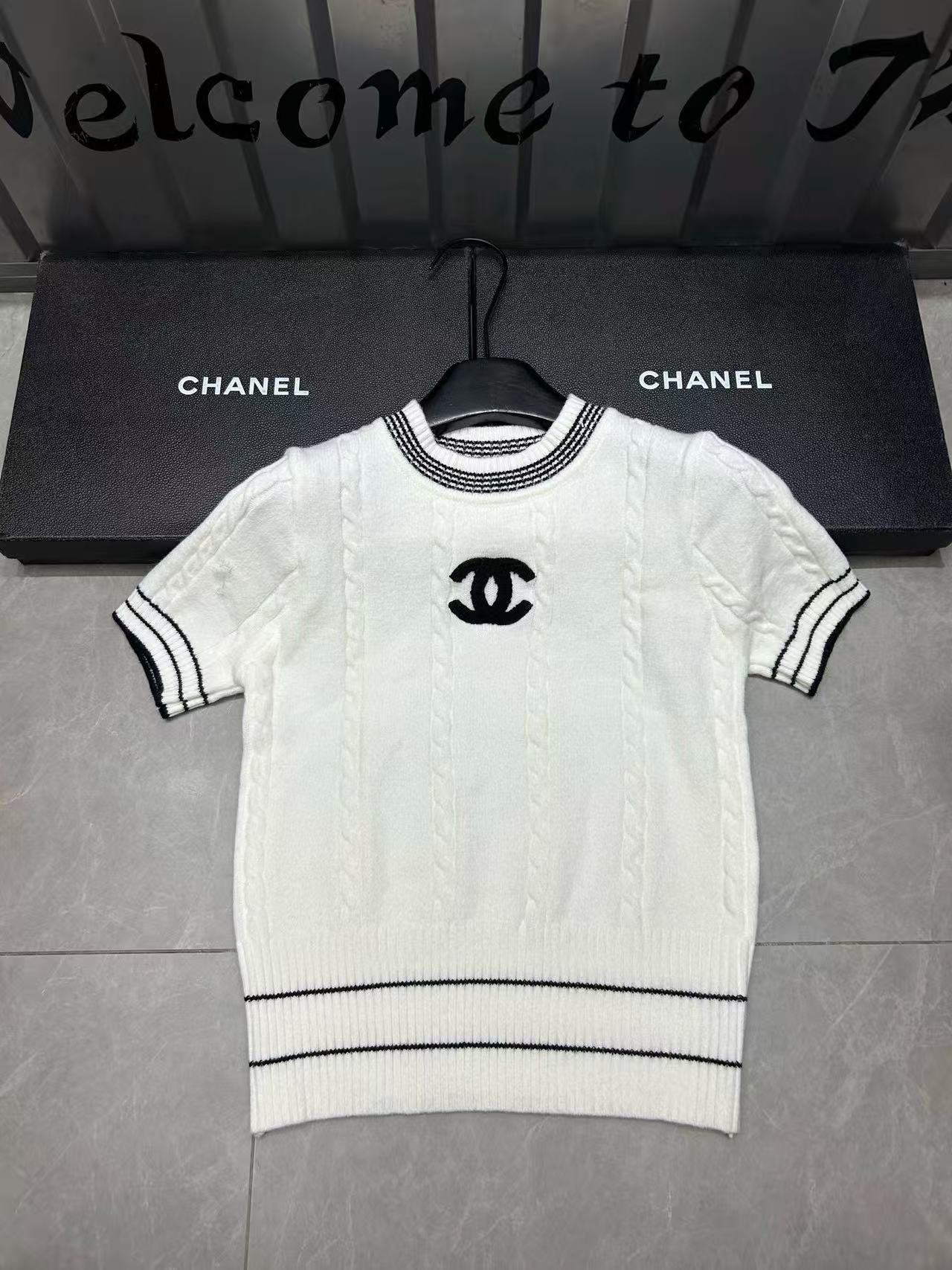 CHANE1 ダブルC ウール 半袖セーター【50％割引+送料無料】