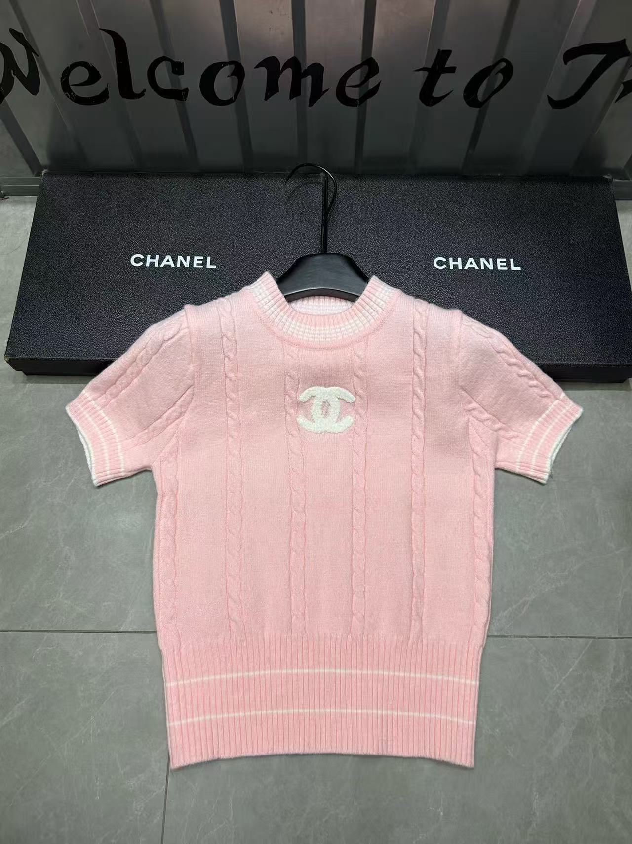 CHANE1 ダブルC ウール 半袖セーター【50％割引+送料無料】