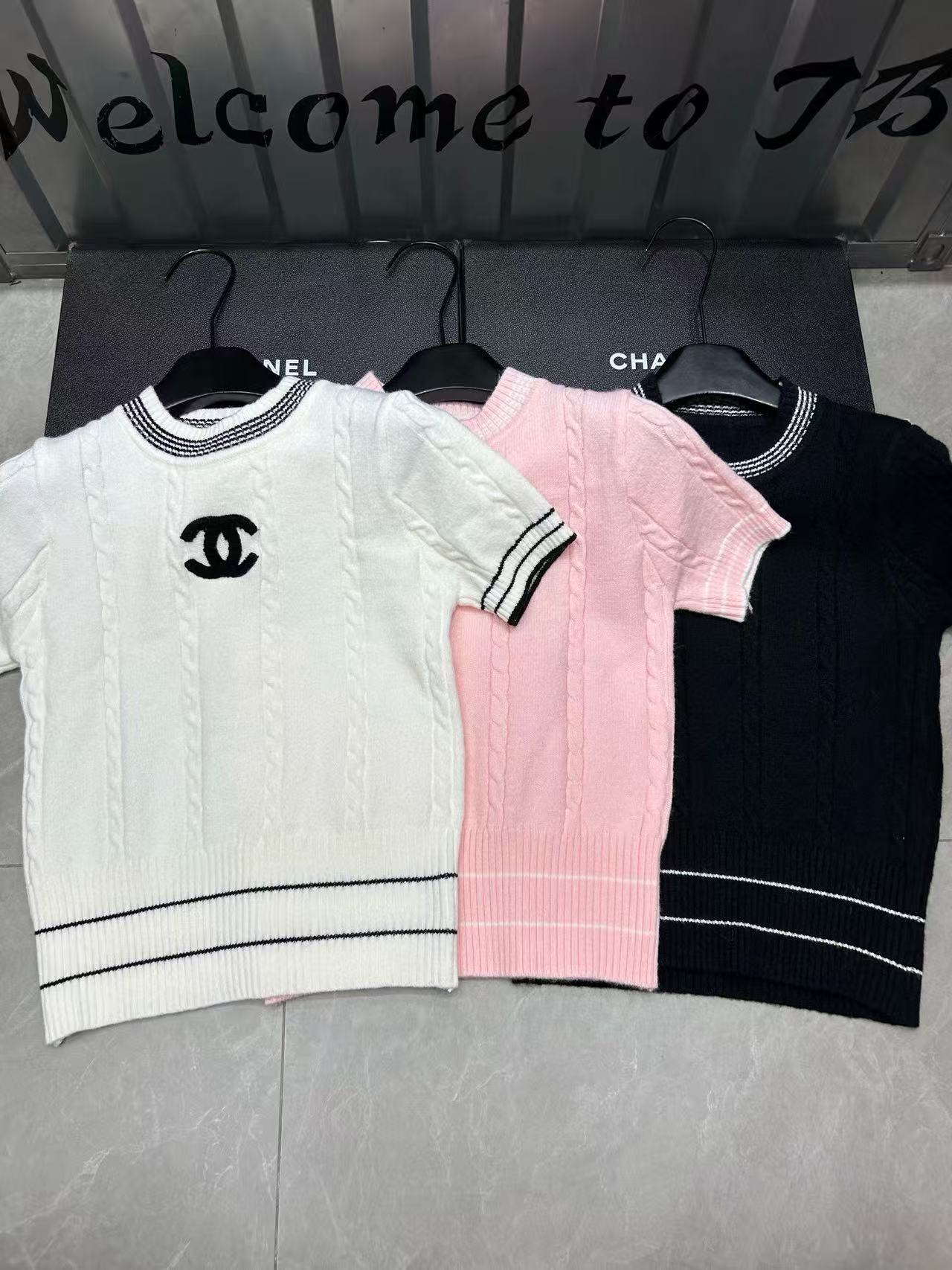 CHANE1 ダブルC ウール 半袖セーター【50％割引+送料無料】