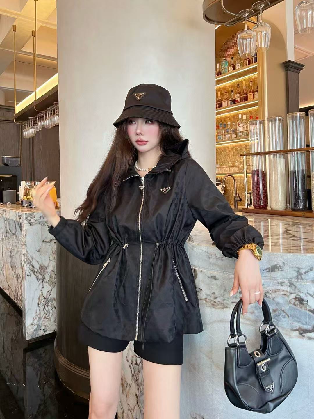 PR4DA ジャカード フード付き ウエスト絞り ジャケット【50％割引+送料無料】