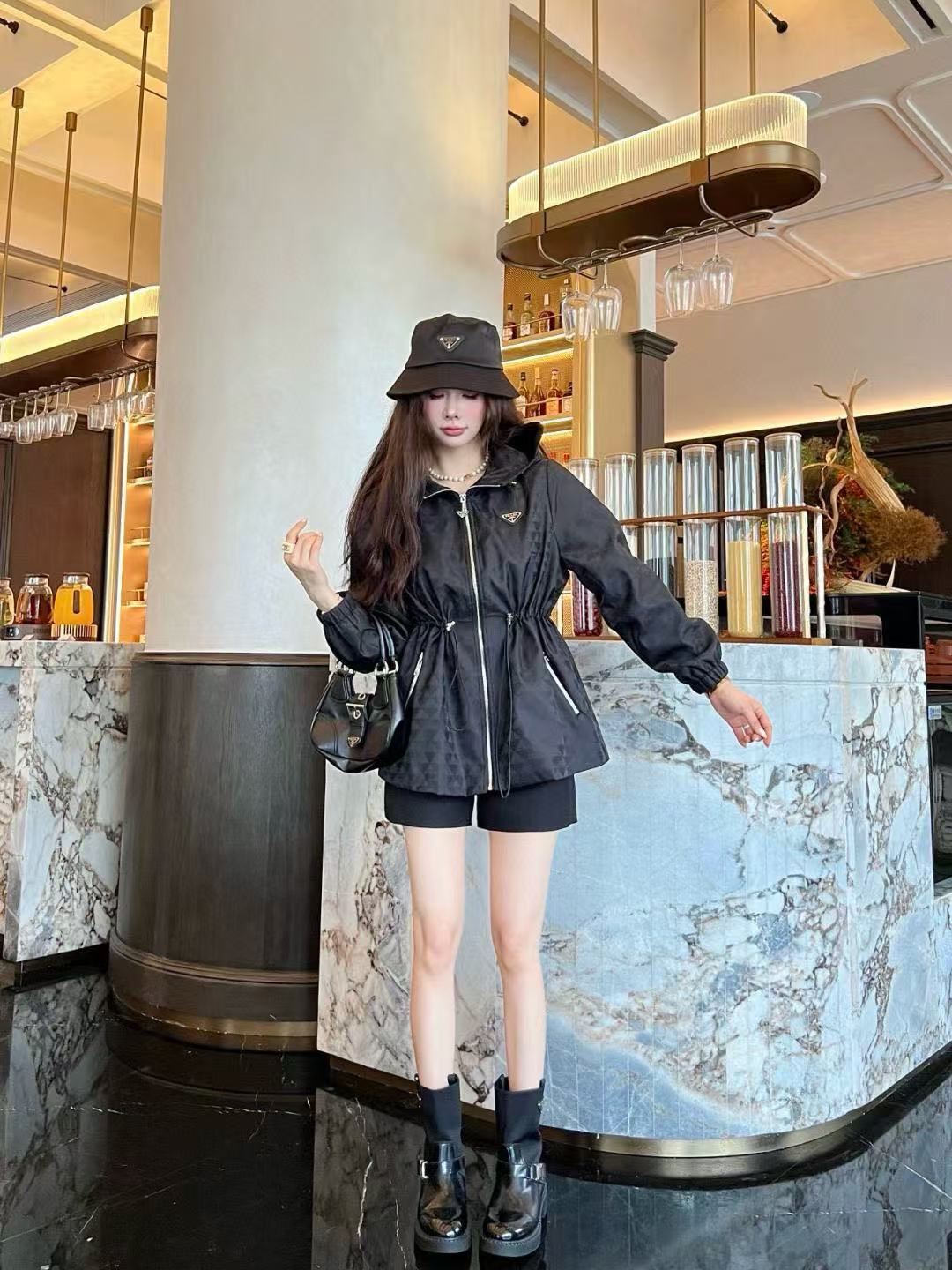 PR4DA ジャカード フード付き ウエスト絞り ジャケット【50％割引+送料無料】