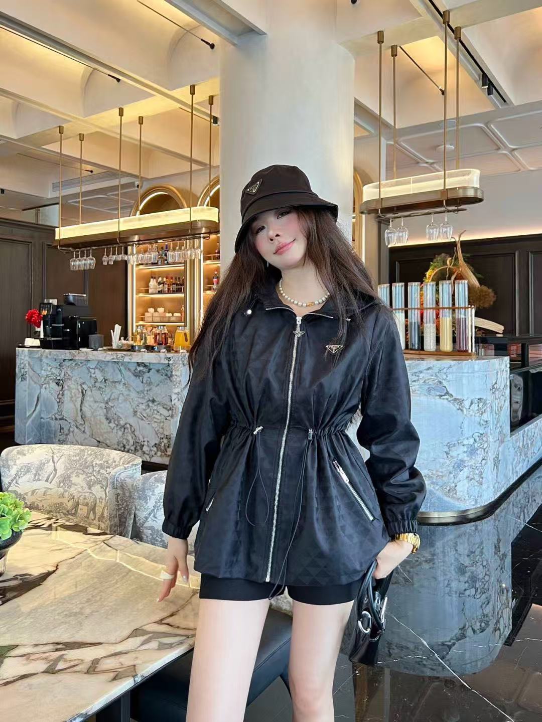 PR4DA ジャカード フード付き ウエスト絞り ジャケット【50％割引+送料無料】