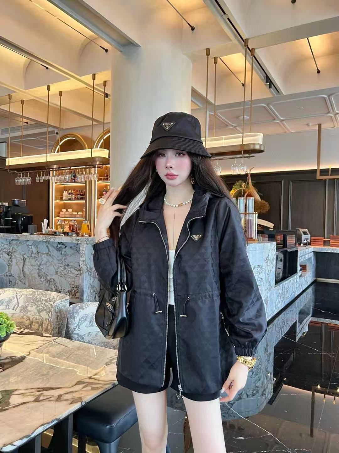 PR4DA ジャカード フード付き ウエスト絞り ジャケット【50％割引+送料無料】