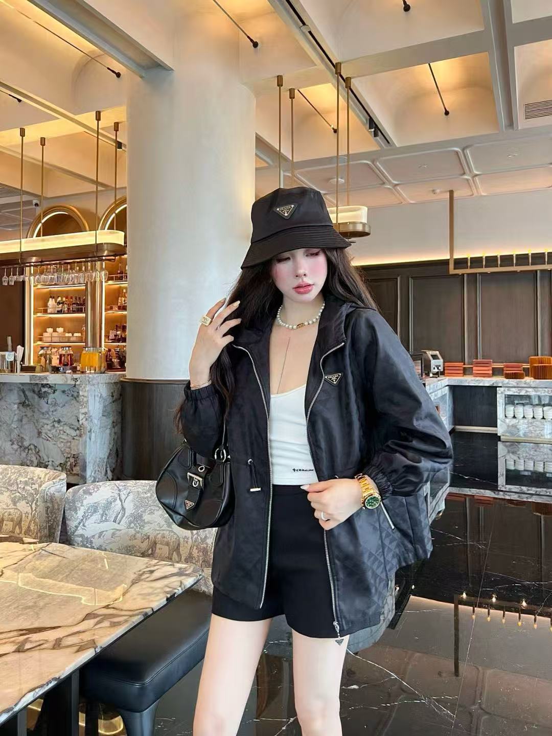 PR4DA ジャカード フード付き ウエスト絞り ジャケット【50％割引+送料無料】