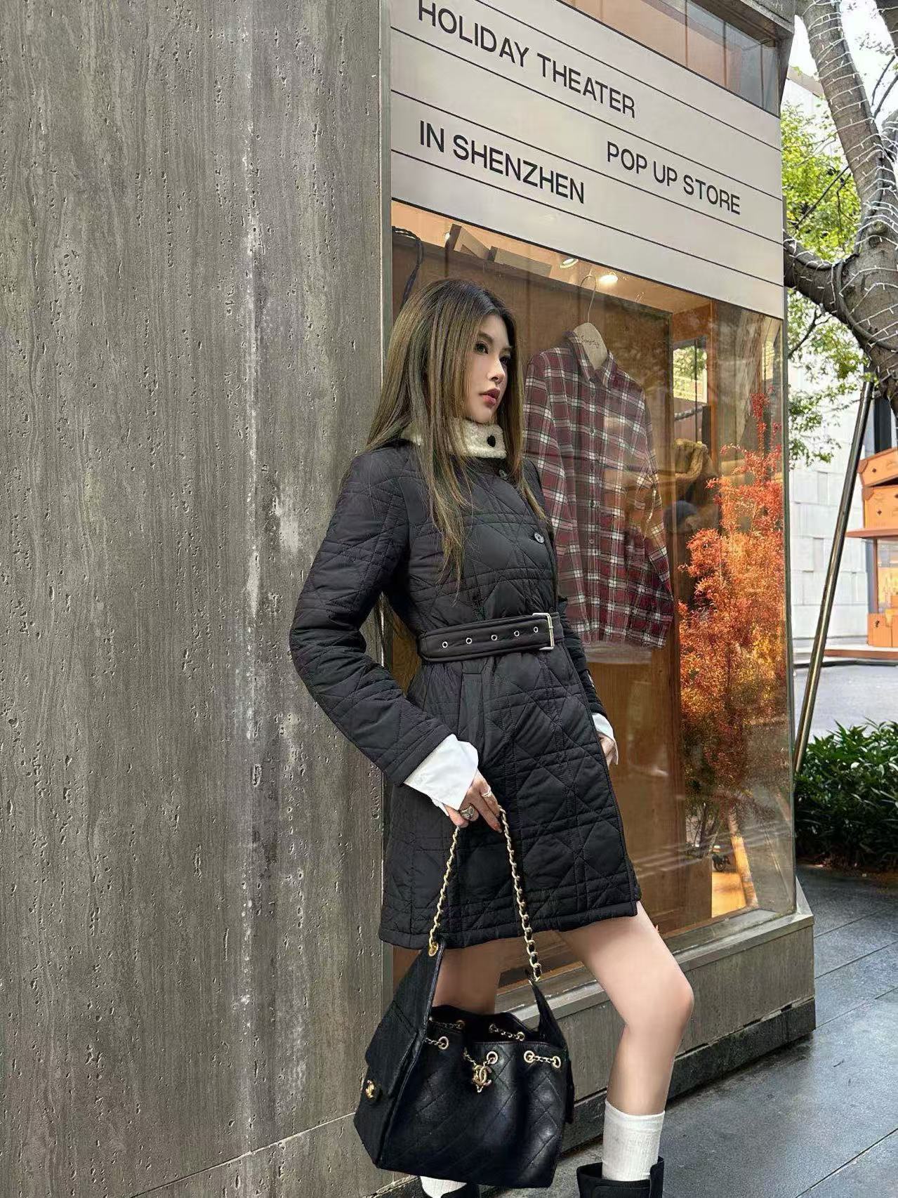 DIORのチェック柄ベルト付きコットンジャケット【50％割引+送料無料】