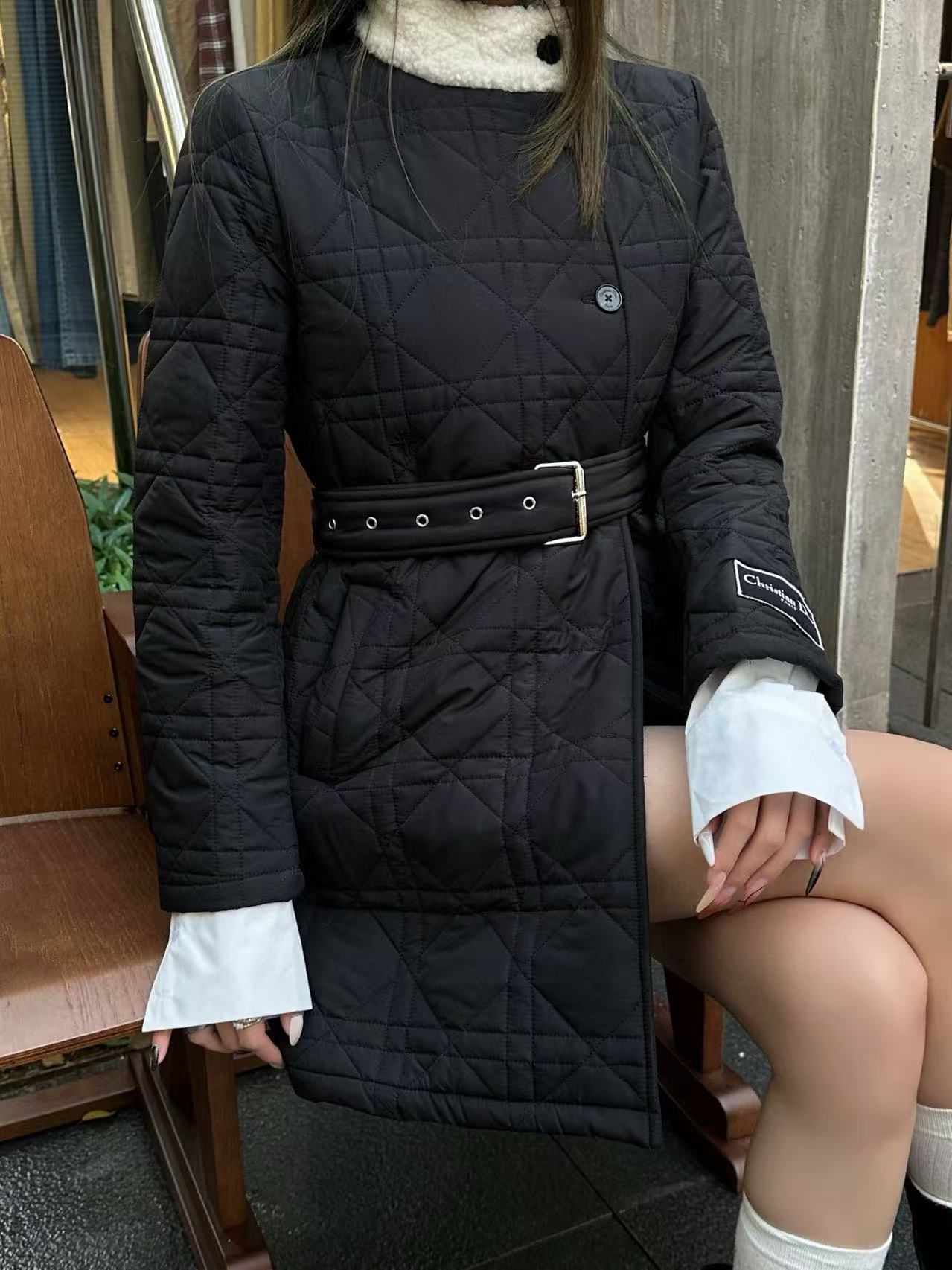 DIORのチェック柄ベルト付きコットンジャケット【50％割引+送料無料】