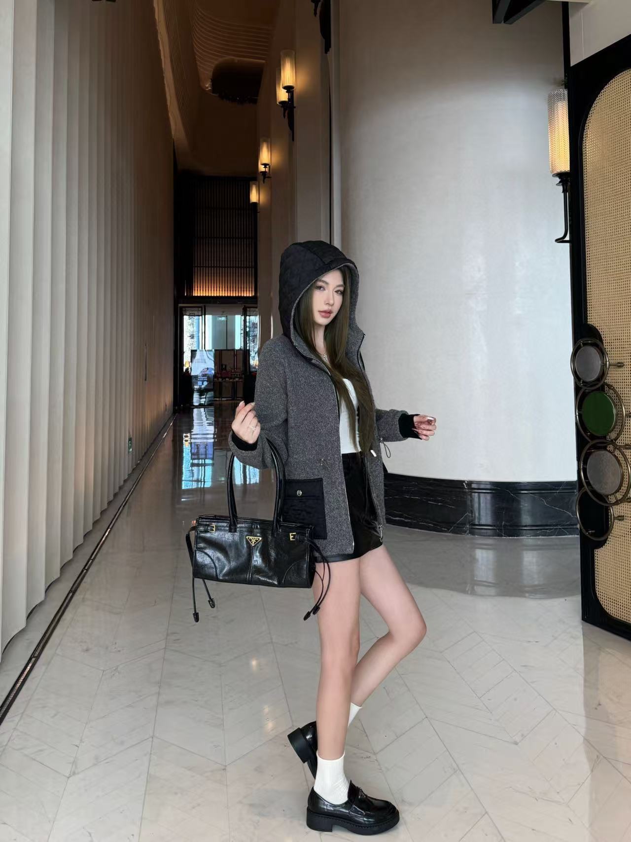 PR4DAトライアングルロゴ ウール フードジャケット【50％割引+送料無料】