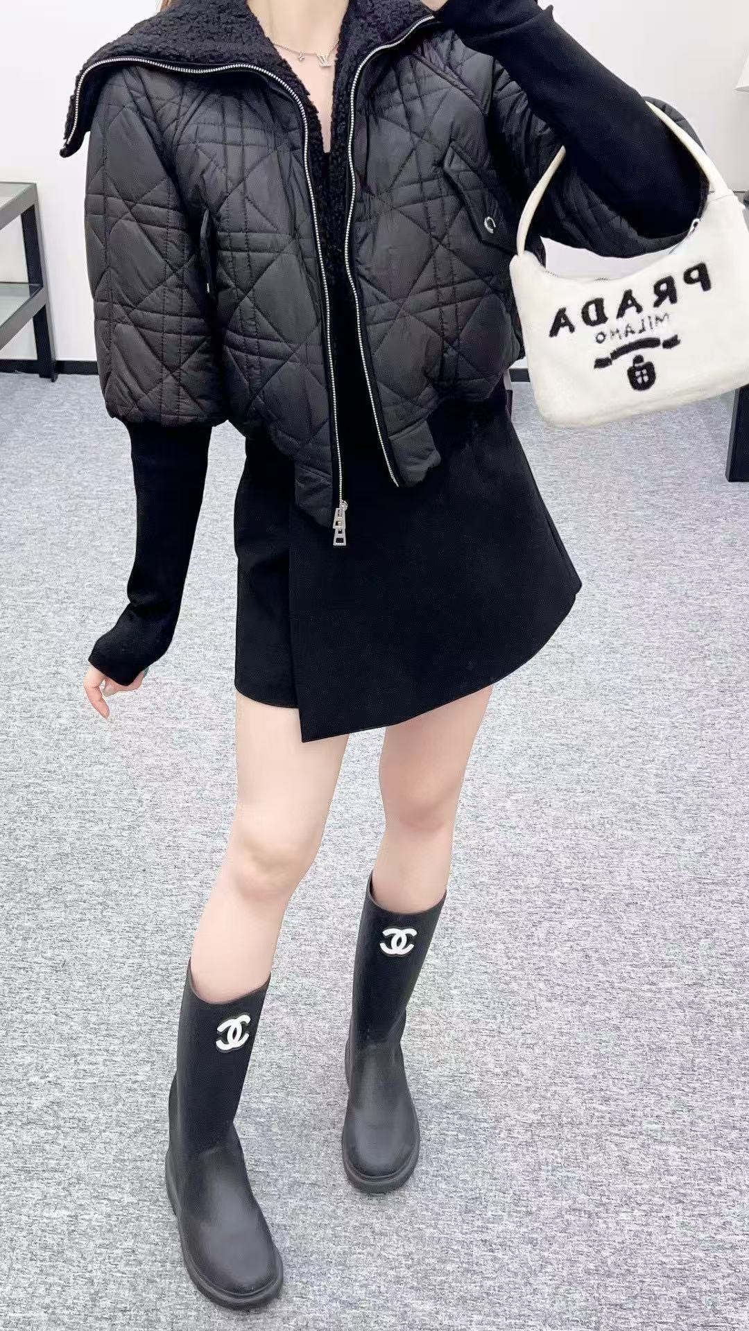 DIOR チェック柄 ジッパー コットン ジャケット【50％割引+送料無料】