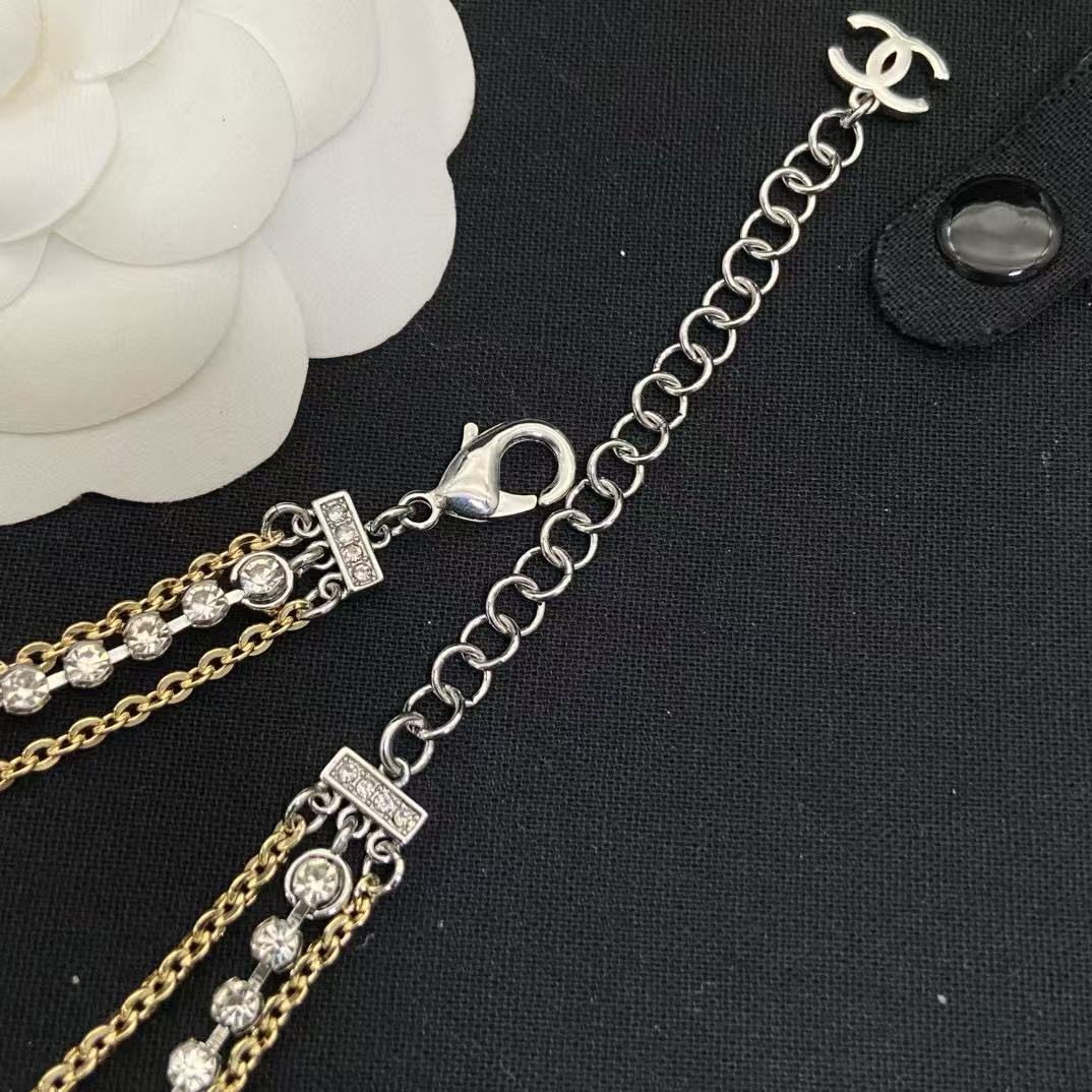 CHANE 125K フルダイヤモンド ボウネックレス（3層）【50％割引+送料無料】