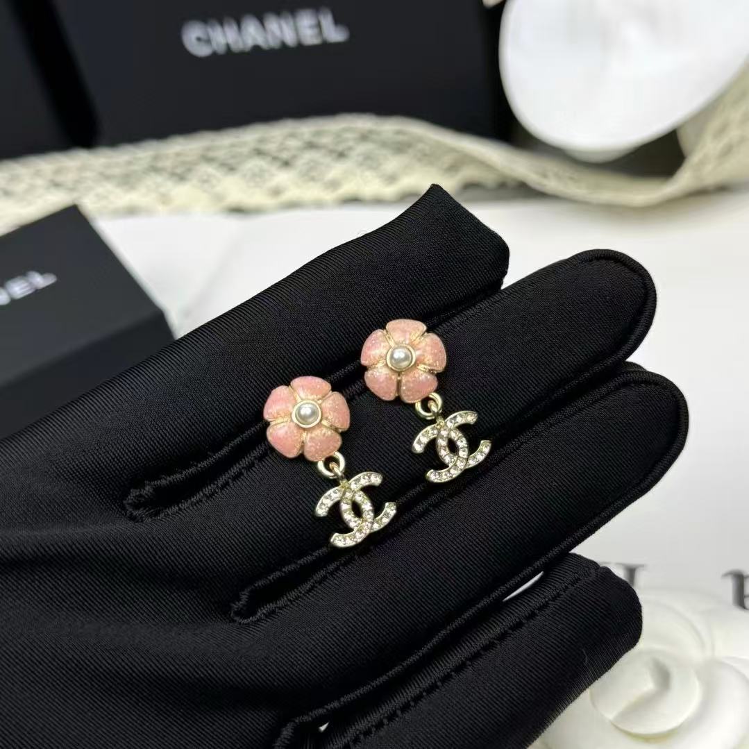 CHANE1 フラワー ダイヤモンドスタッズ ダブルC スタッドピアス【50％割引+送料無料】