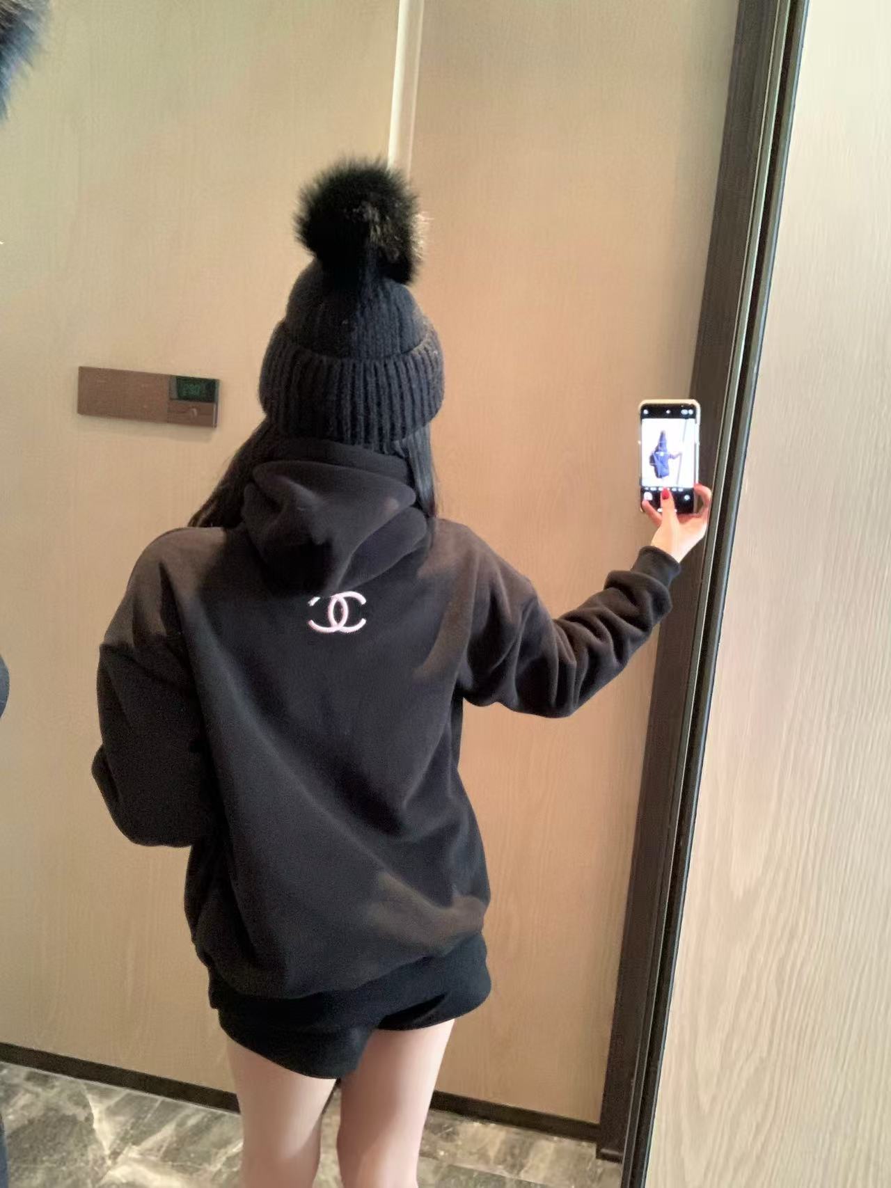 CHANE1 フード付きフリーススウェットシャツ + ソックス ツーピースセット【50％割引+送料無料】