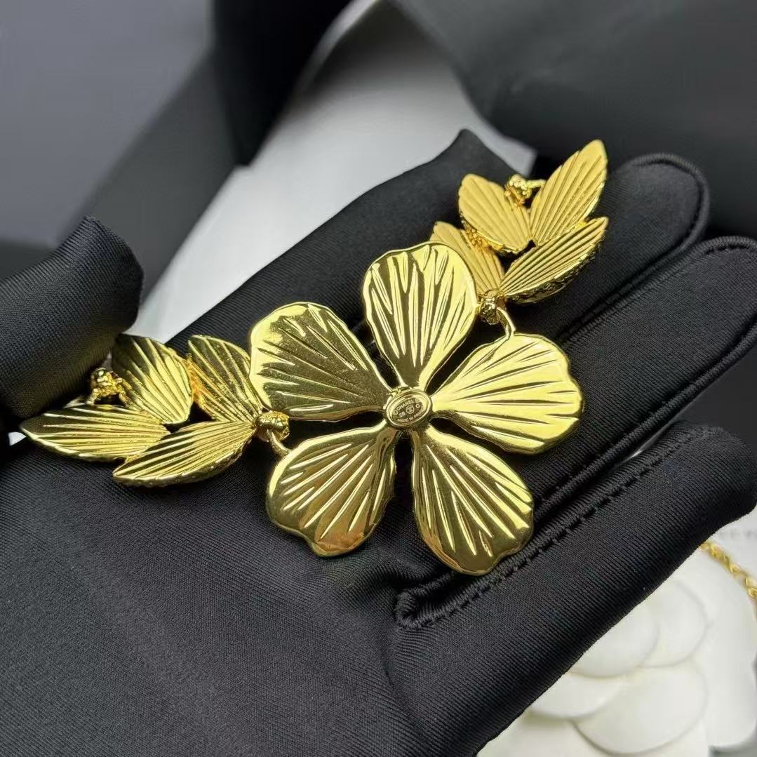 CHANE1 ダブルC フラワー ダイヤモンド ネックレス【50％割引+送料無料】