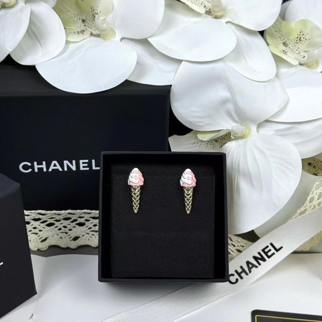 CHANE1 アイスクリームピンク エナメル イヤリング【50％割引+送料無料】