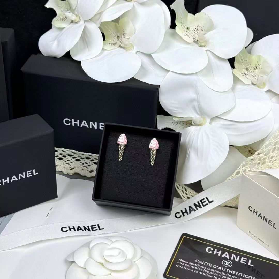 CHANE1 アイスクリームピンク エナメル イヤリング【50％割引+送料無料】