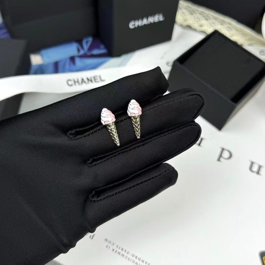 CHANE1 アイスクリームピンク エナメル イヤリング【50％割引+送料無料】